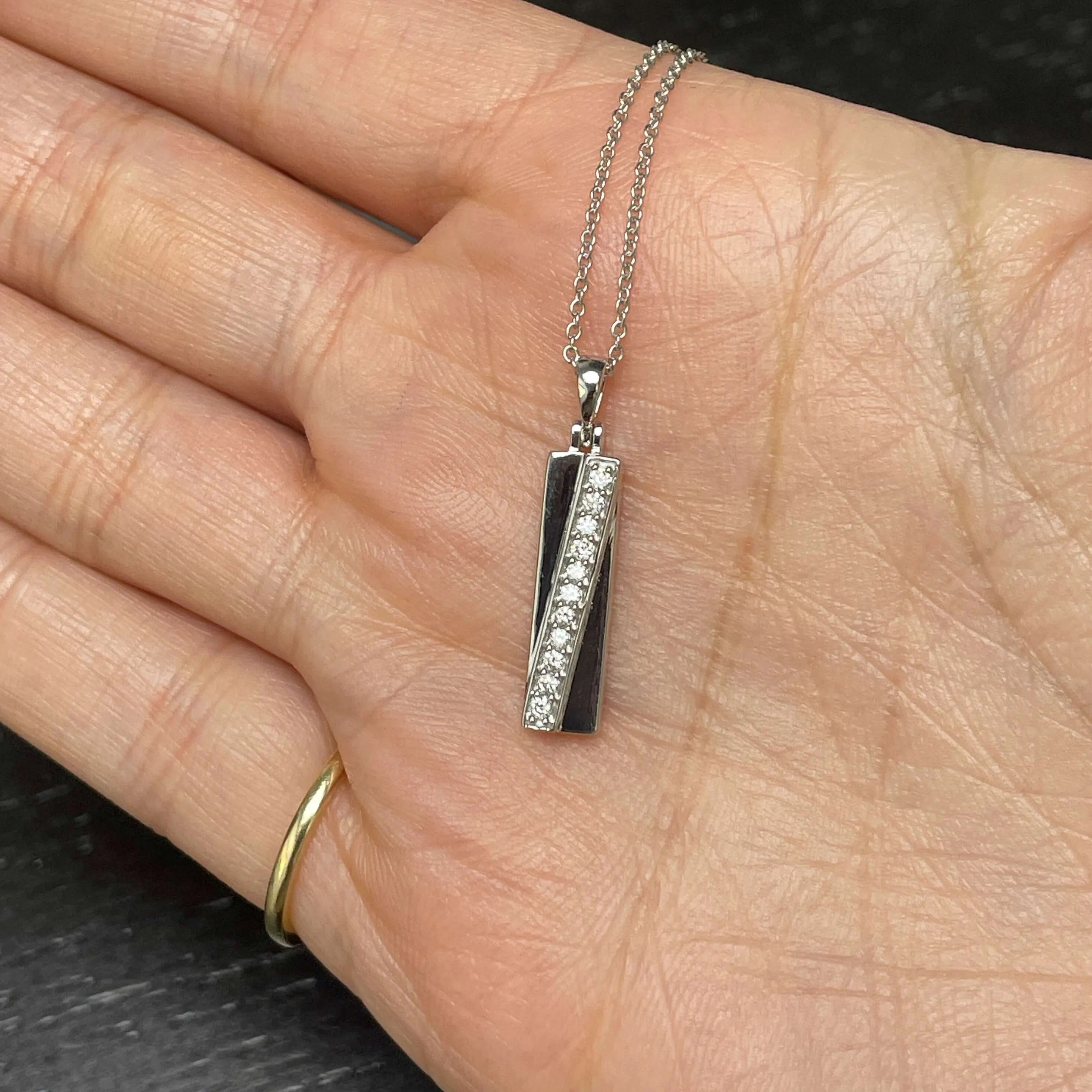 Diamond Diagonal Tag Pendant