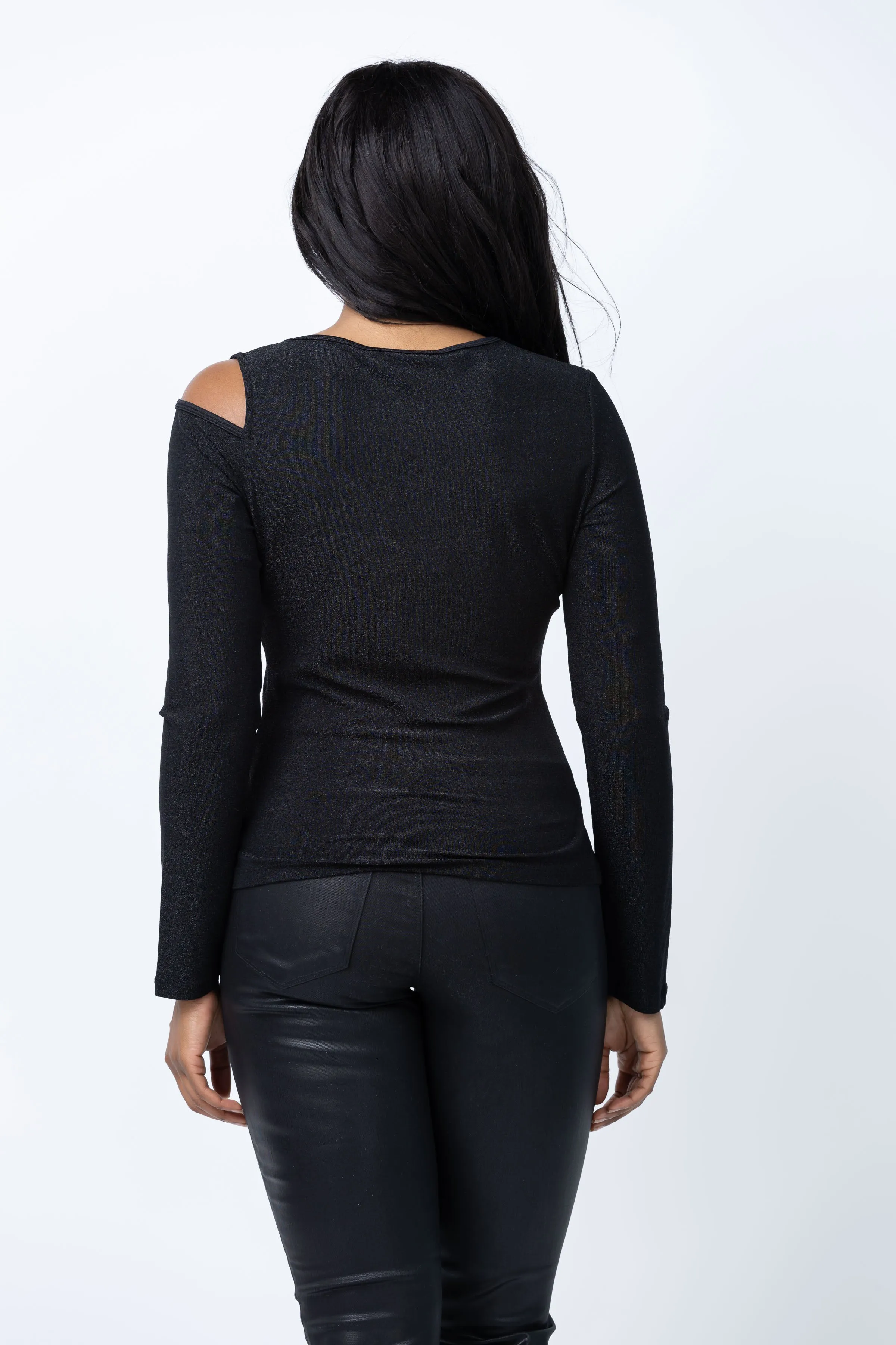 Diane Von Furstenberg Randall Top in Metallic Black