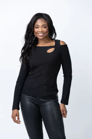 Diane Von Furstenberg Randall Top in Metallic Black