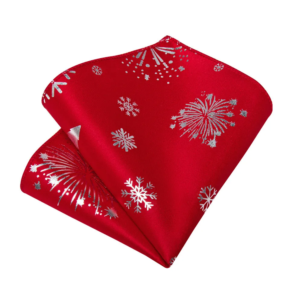 DiBanGu Christmas Silk Red White Snow Firework Necktie Set