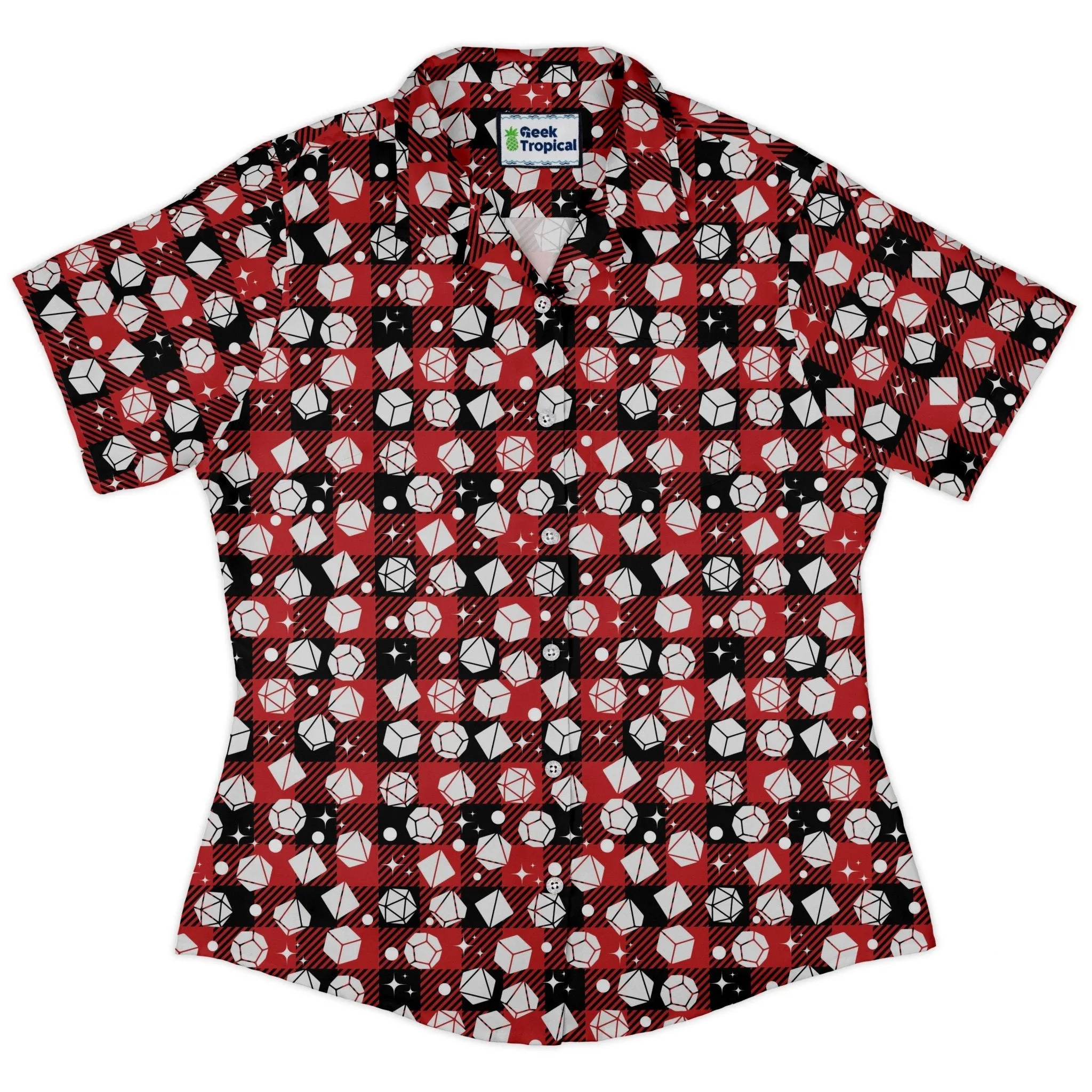 Dnd Christmas Red Plaid Curvy Button Up Shirt
