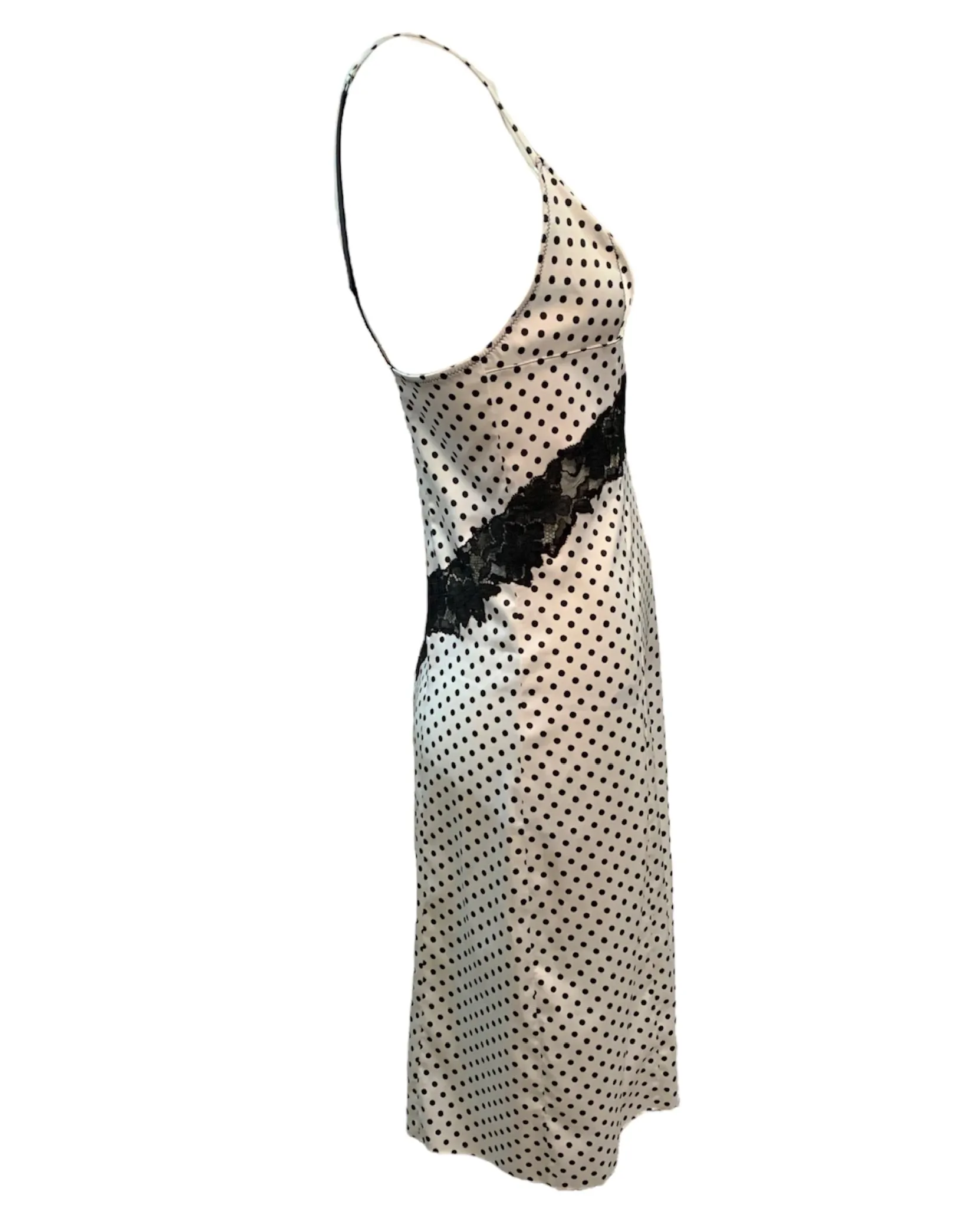 Dolce and Gabbana 2000s White and Black Polka Dot Slip Dress