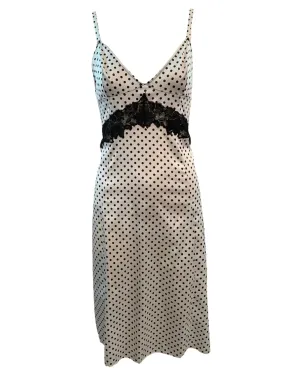 Dolce and Gabbana 2000s White and Black Polka Dot Slip Dress