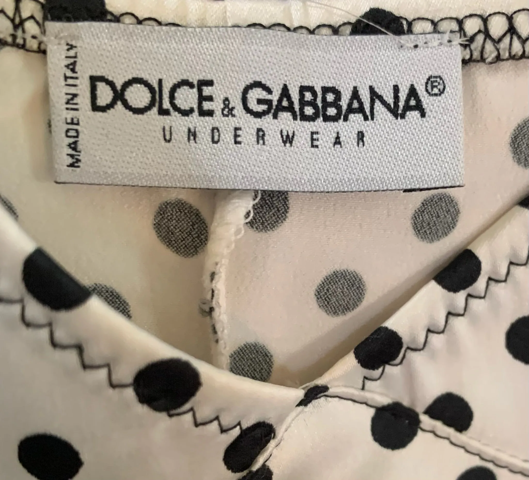 Dolce and Gabbana 2000s White and Black Polka Dot Slip Dress