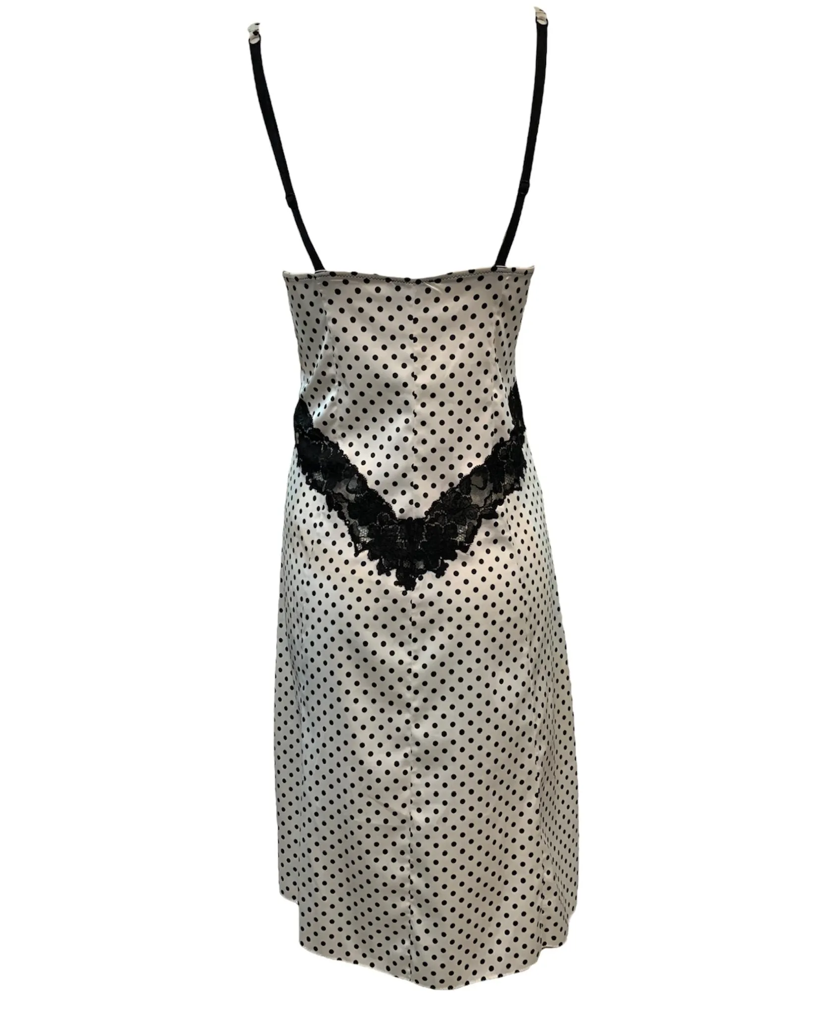 Dolce and Gabbana 2000s White and Black Polka Dot Slip Dress