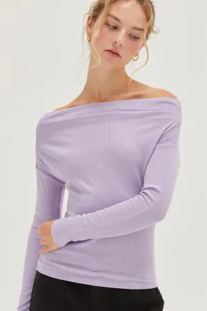 DZ24F361-OFF-THE-SHOULDER RIBBED KNIT TOP