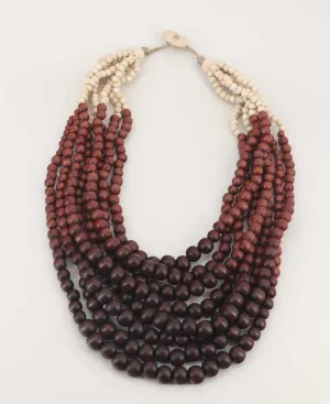 Earthy Tones Color Block Wood Necklace