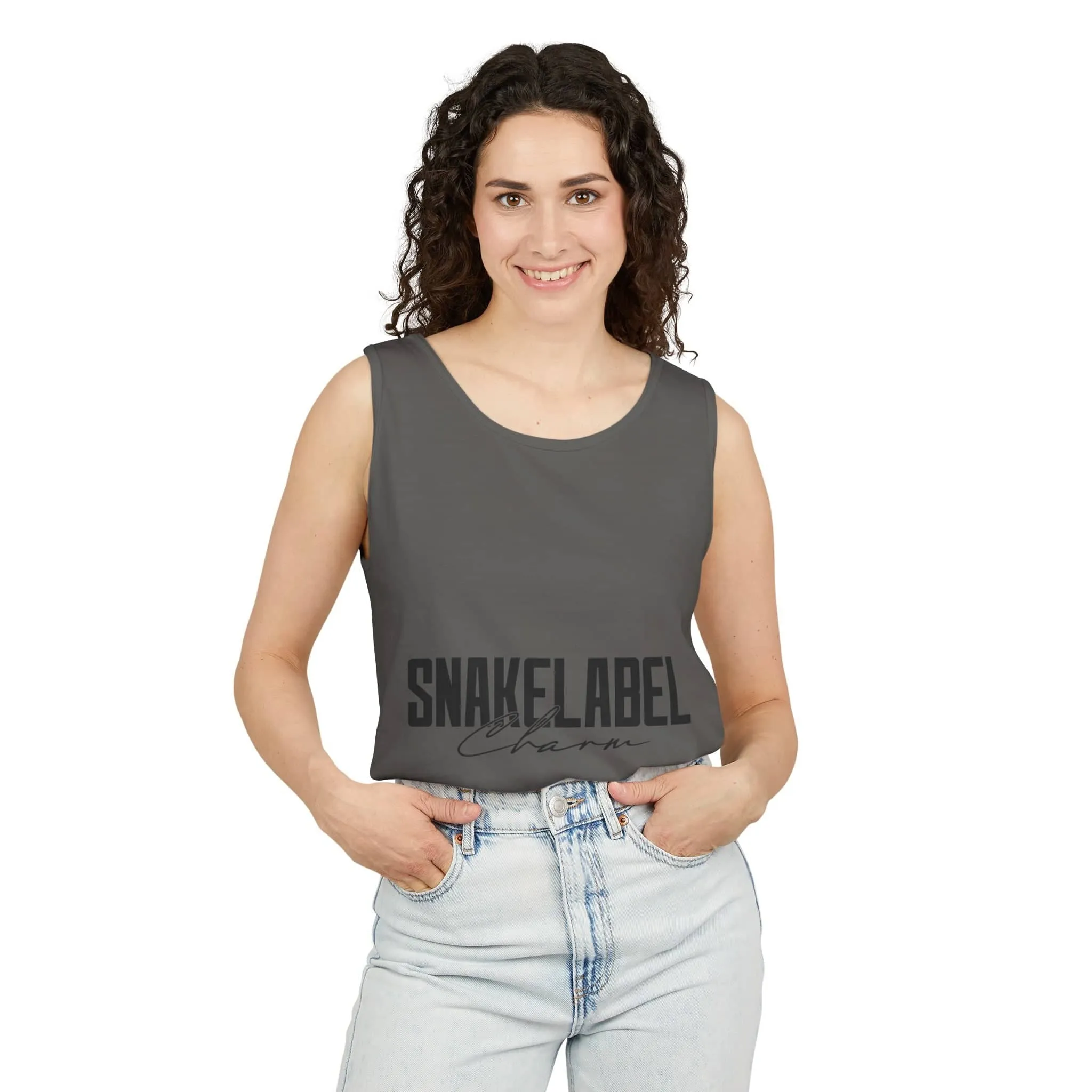 Eco-Friendly Snake Design Garment-Dyed Tank Top – Relaxed Fit, 100% Ringspun Cotton