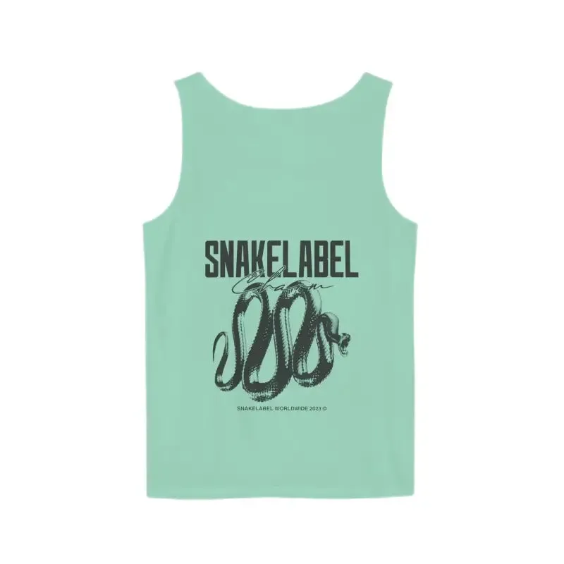 Eco-Friendly Snake Design Garment-Dyed Tank Top – Relaxed Fit, 100% Ringspun Cotton
