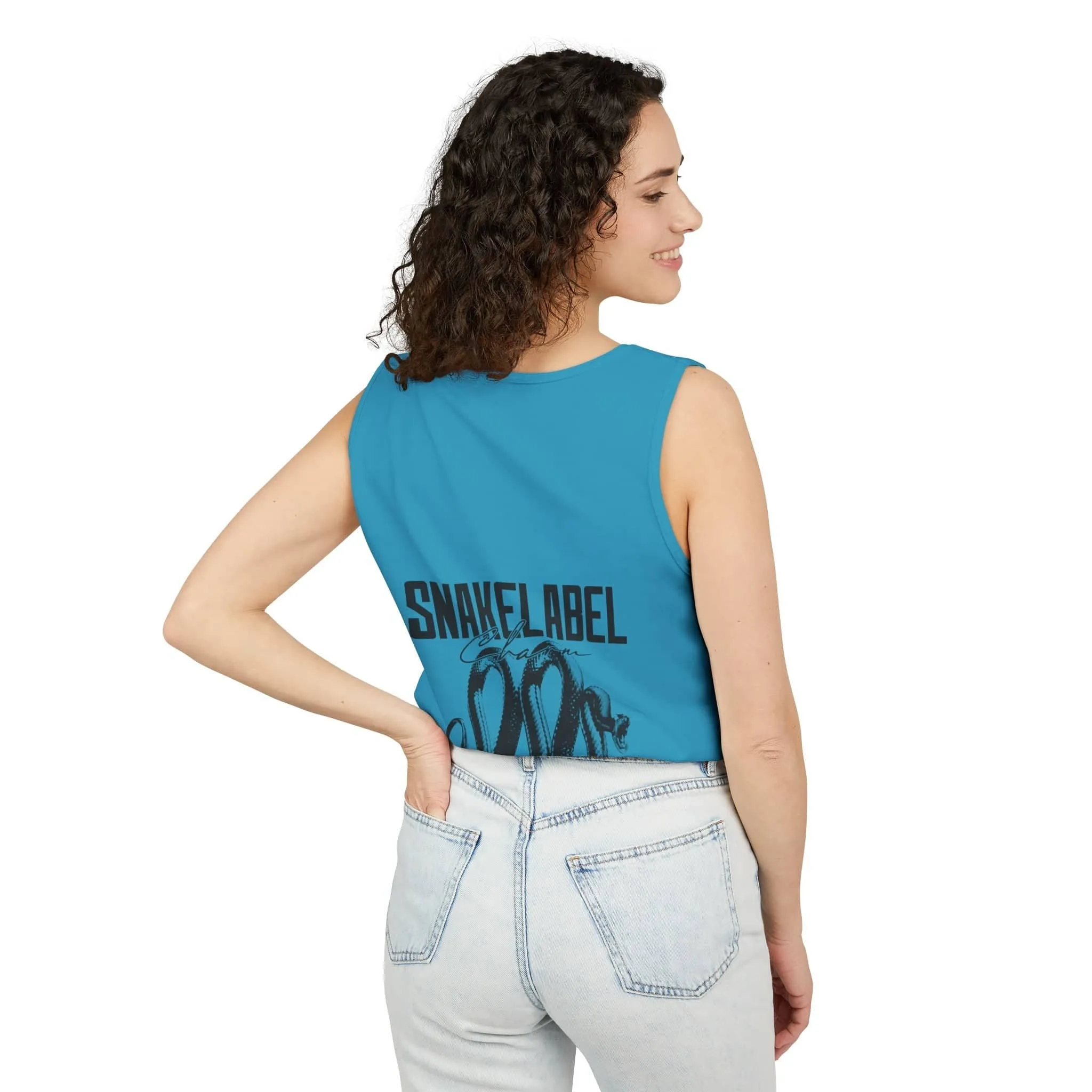 Eco-Friendly Snake Design Garment-Dyed Tank Top – Relaxed Fit, 100% Ringspun Cotton