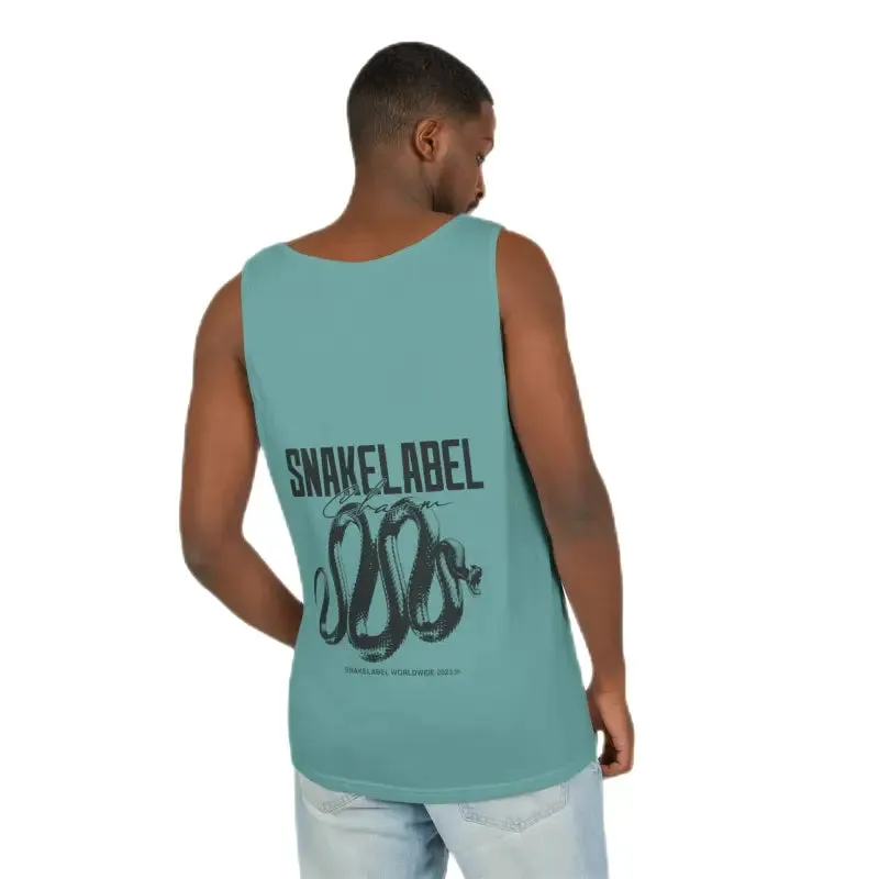 Eco-Friendly Snake Design Garment-Dyed Tank Top – Relaxed Fit, 100% Ringspun Cotton