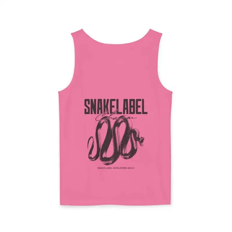Eco-Friendly Snake Design Garment-Dyed Tank Top – Relaxed Fit, 100% Ringspun Cotton