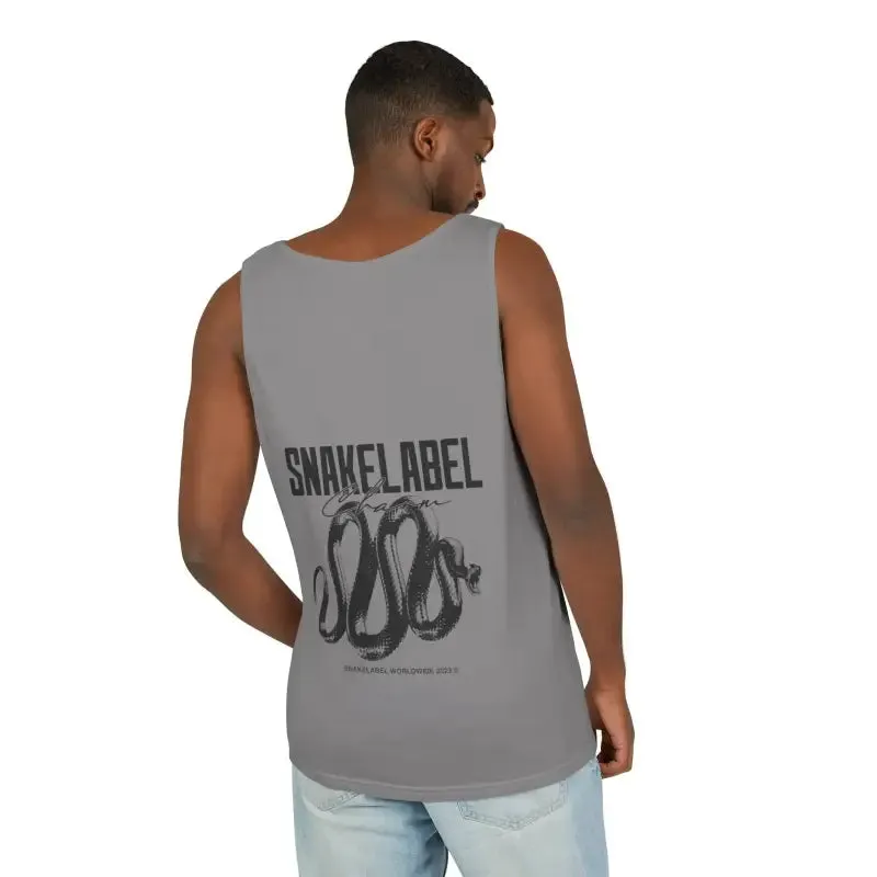 Eco-Friendly Snake Design Garment-Dyed Tank Top – Relaxed Fit, 100% Ringspun Cotton