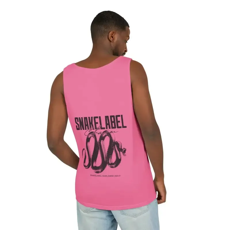 Eco-Friendly Snake Design Garment-Dyed Tank Top – Relaxed Fit, 100% Ringspun Cotton