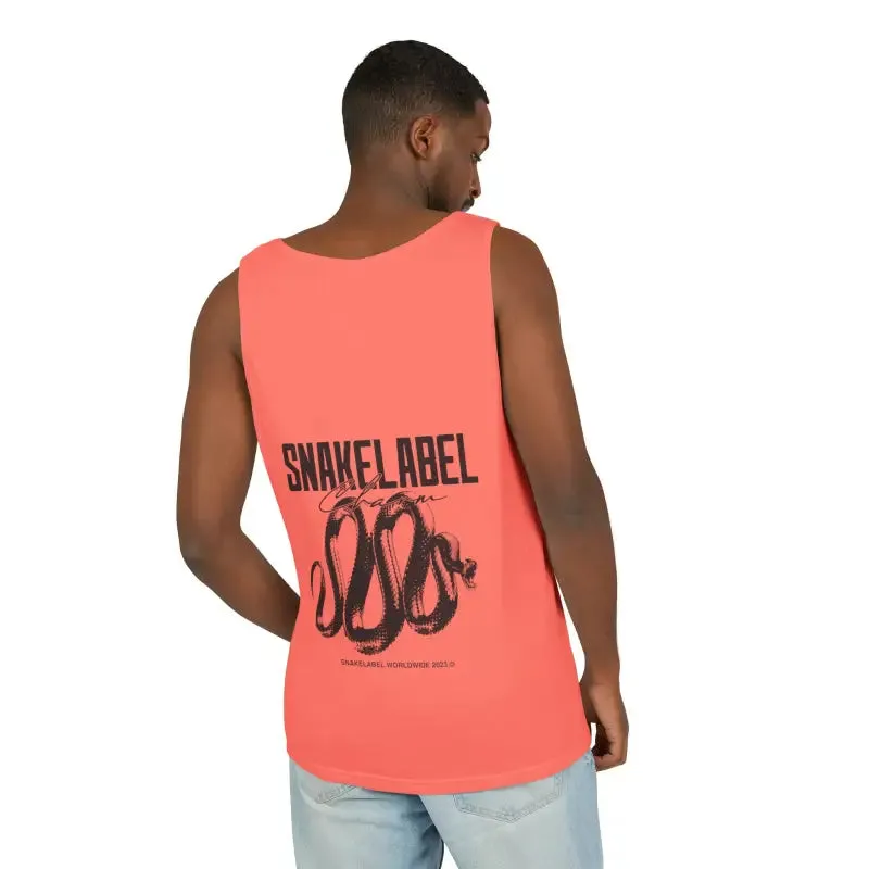 Eco-Friendly Snake Design Garment-Dyed Tank Top – Relaxed Fit, 100% Ringspun Cotton