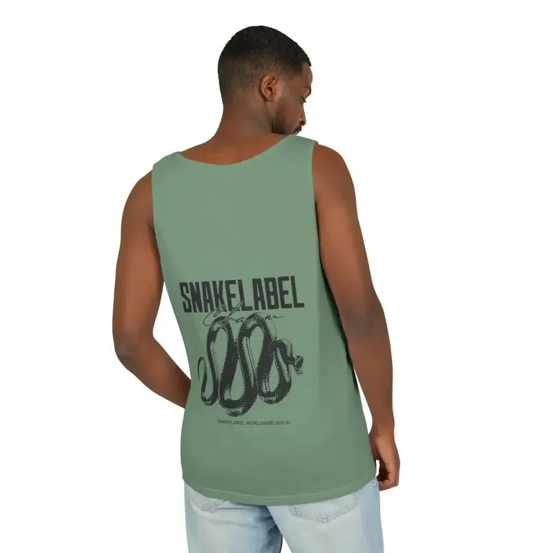Eco-Friendly Snake Design Garment-Dyed Tank Top – Relaxed Fit, 100% Ringspun Cotton