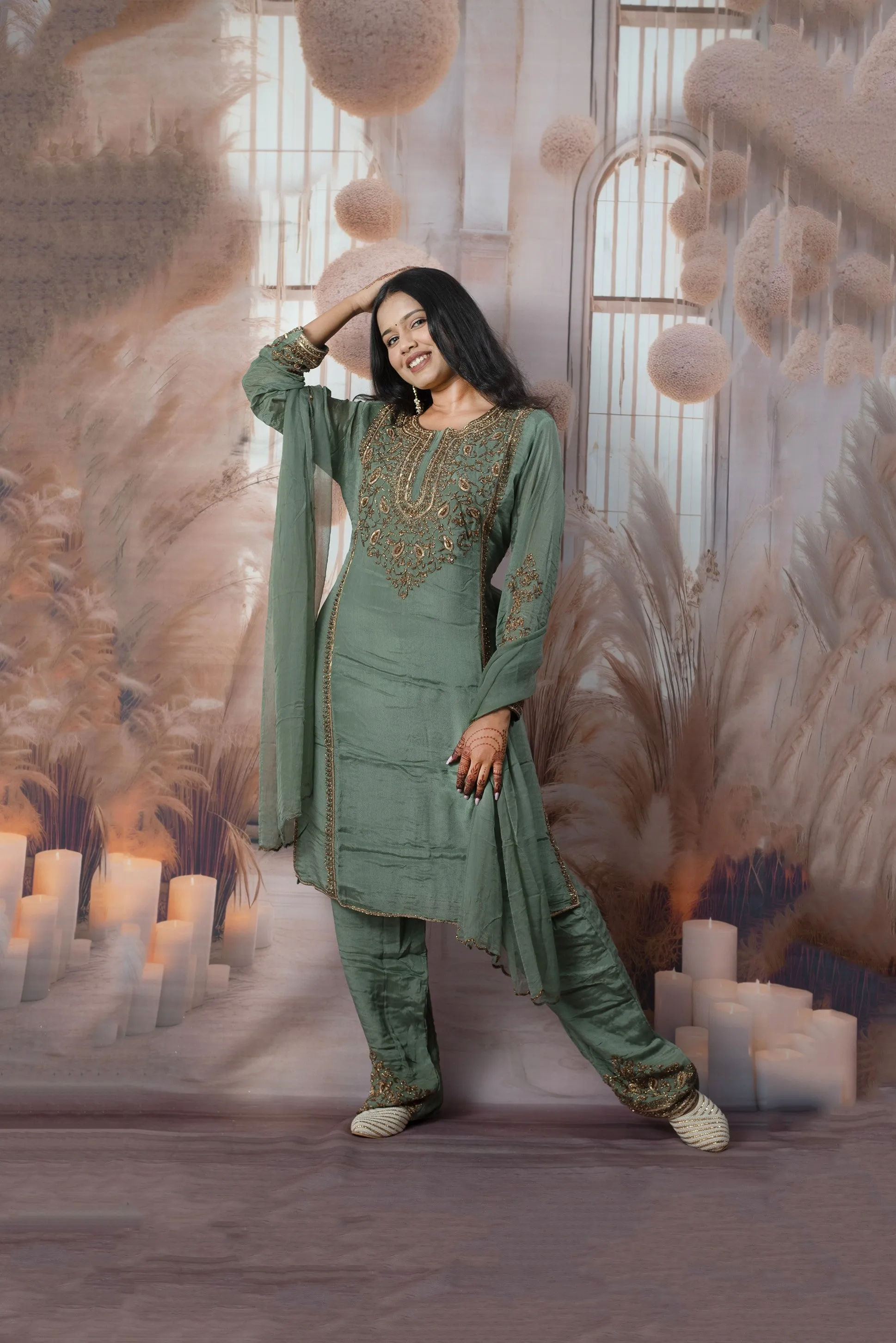 Elegant Green Ladies Suits