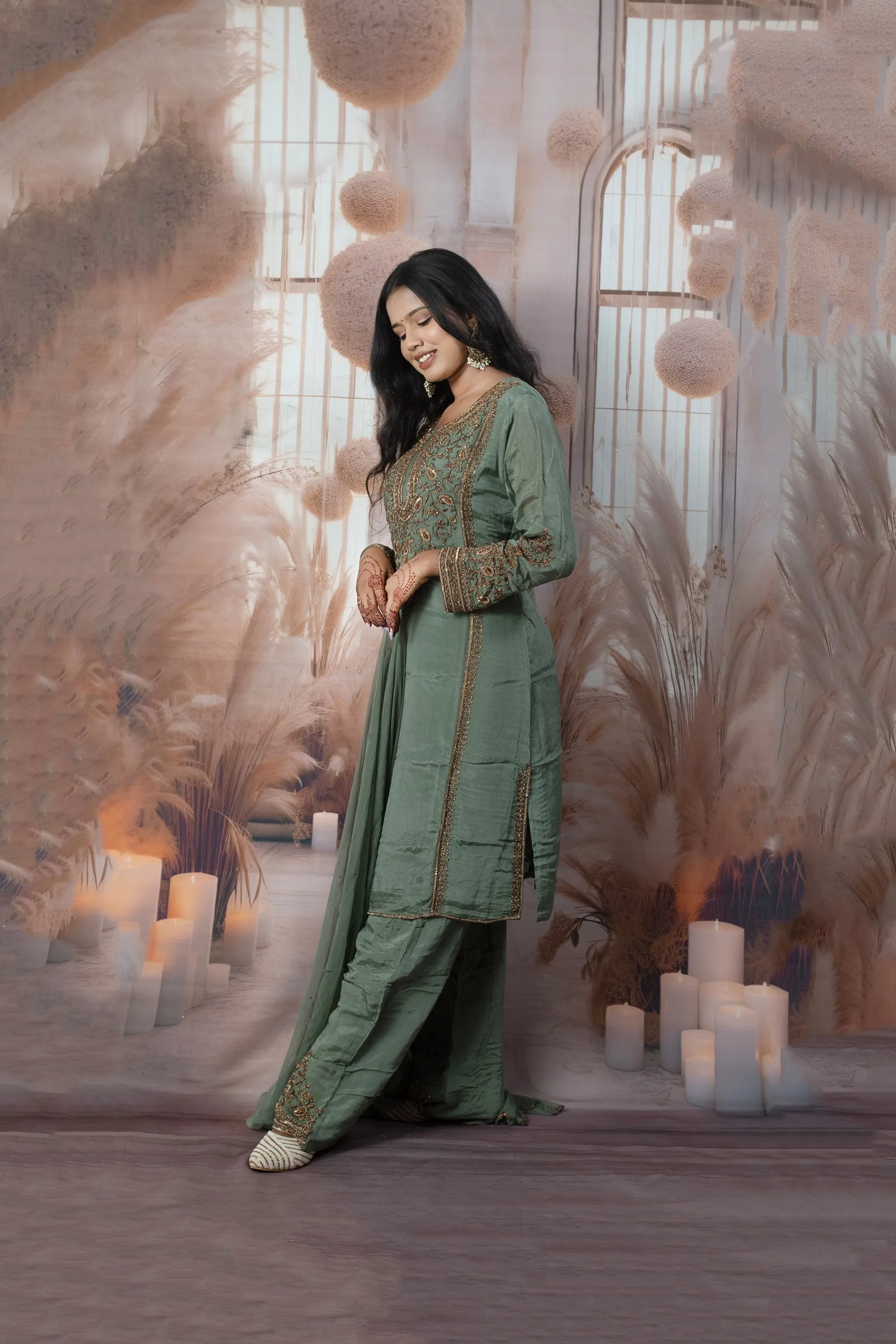 Elegant Green Ladies Suits