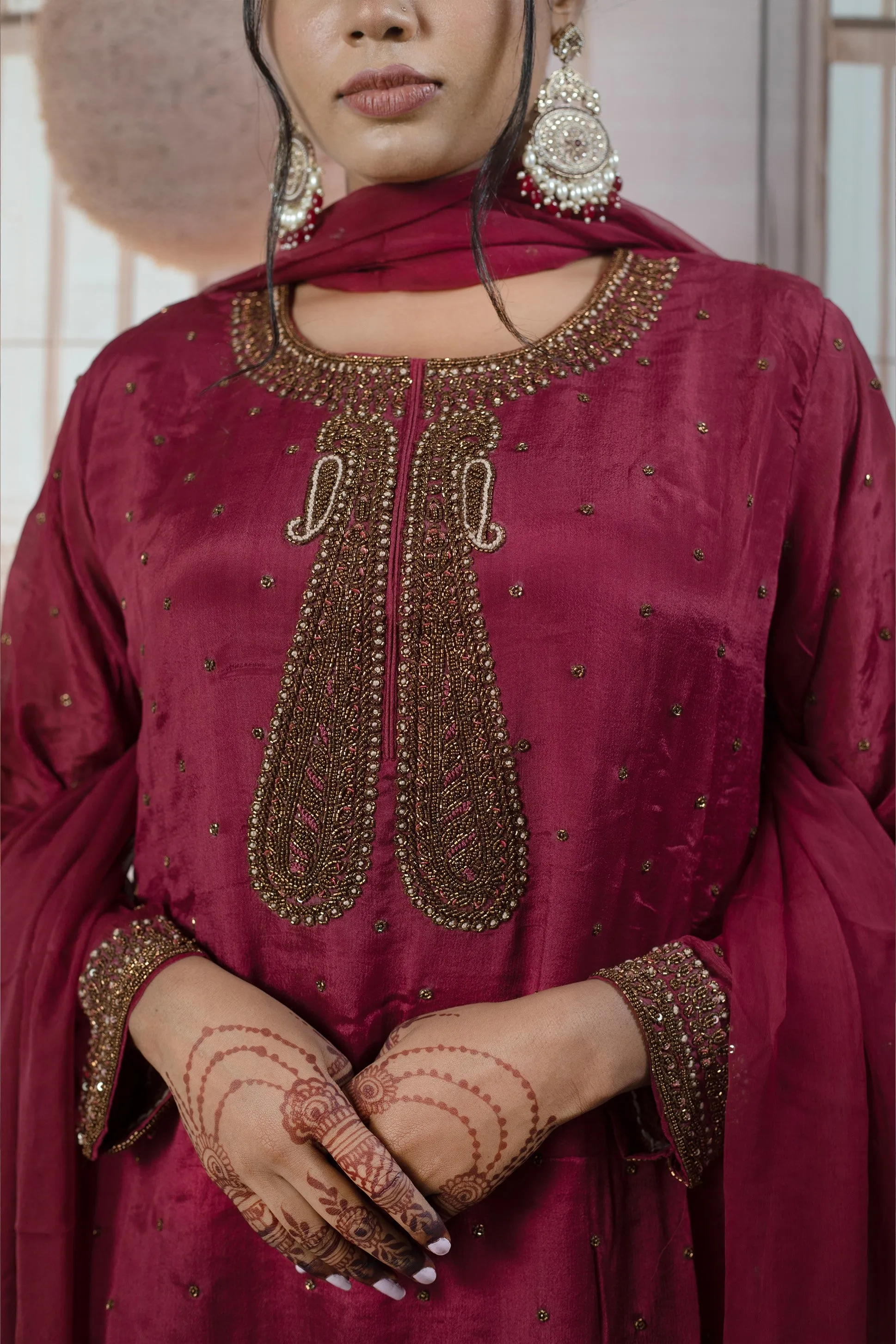 Elegant Maroon Color Ladies Suits