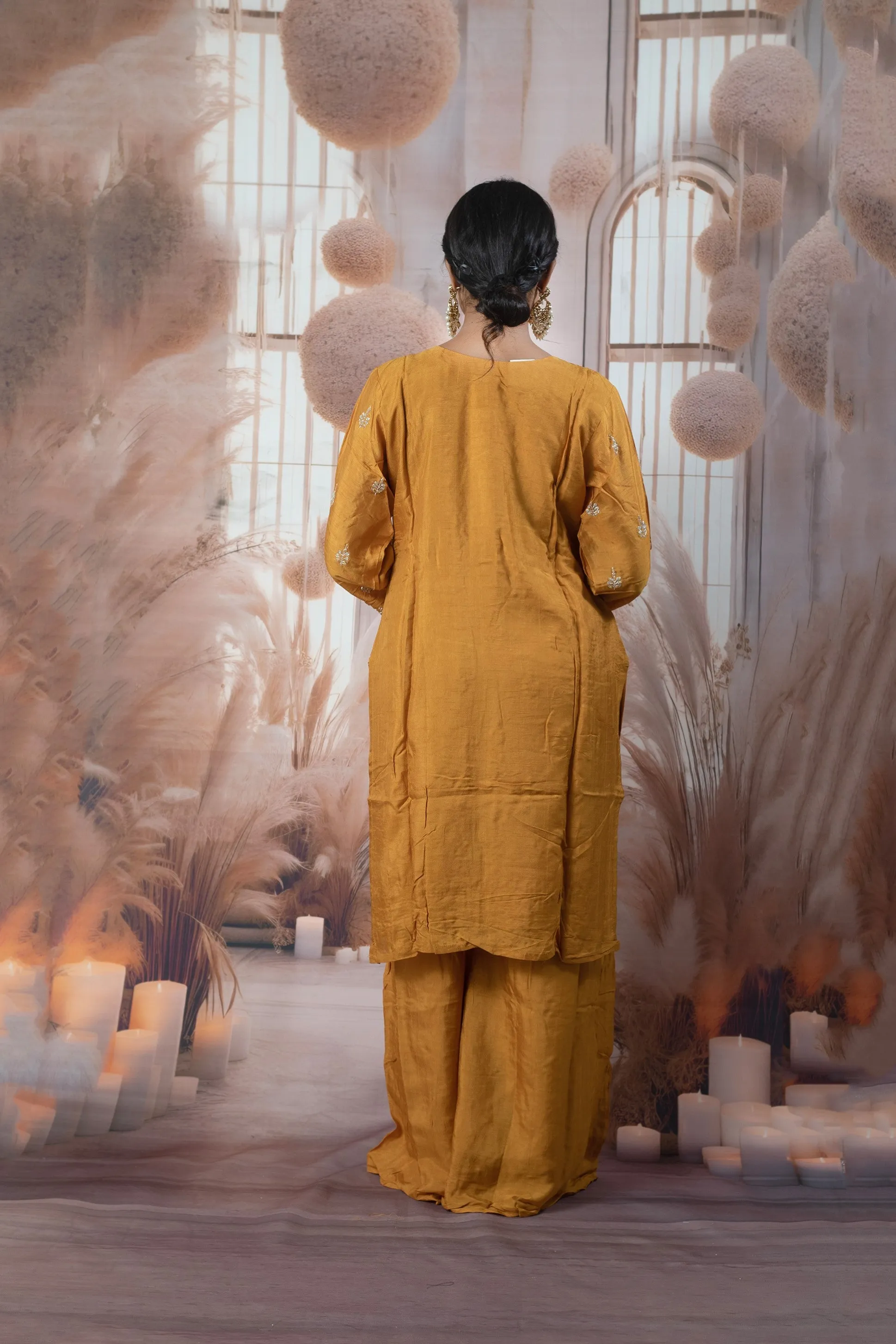 Elegant Mustered Yellow Ladies Suits