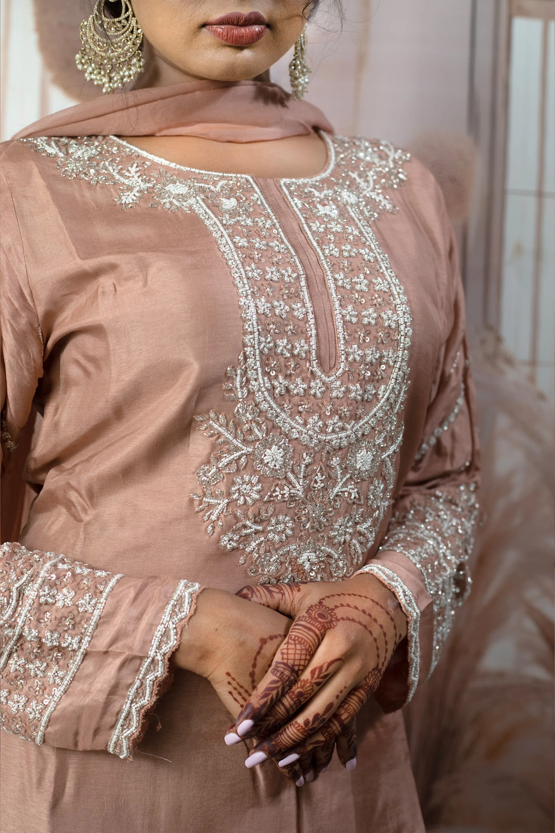 Elegant Peach Ladies Suits