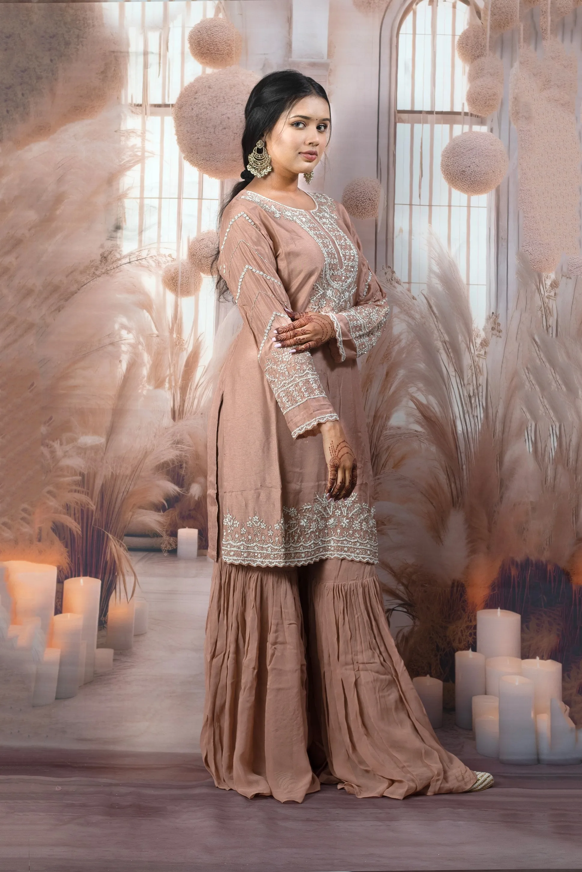 Elegant Peach Ladies Suits