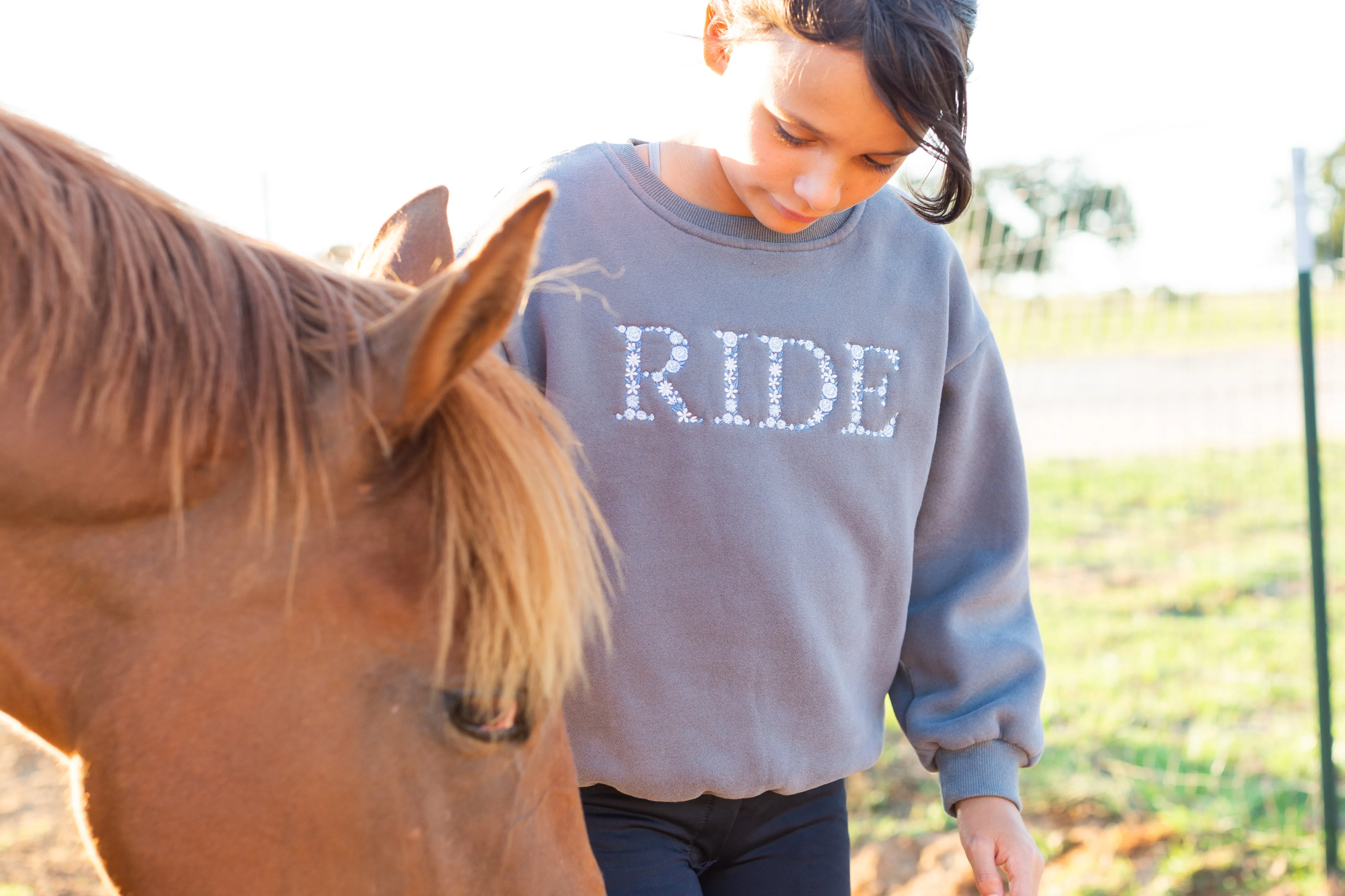 Ellany Grey "RIDE" Sweatshirt - Blue Ombre