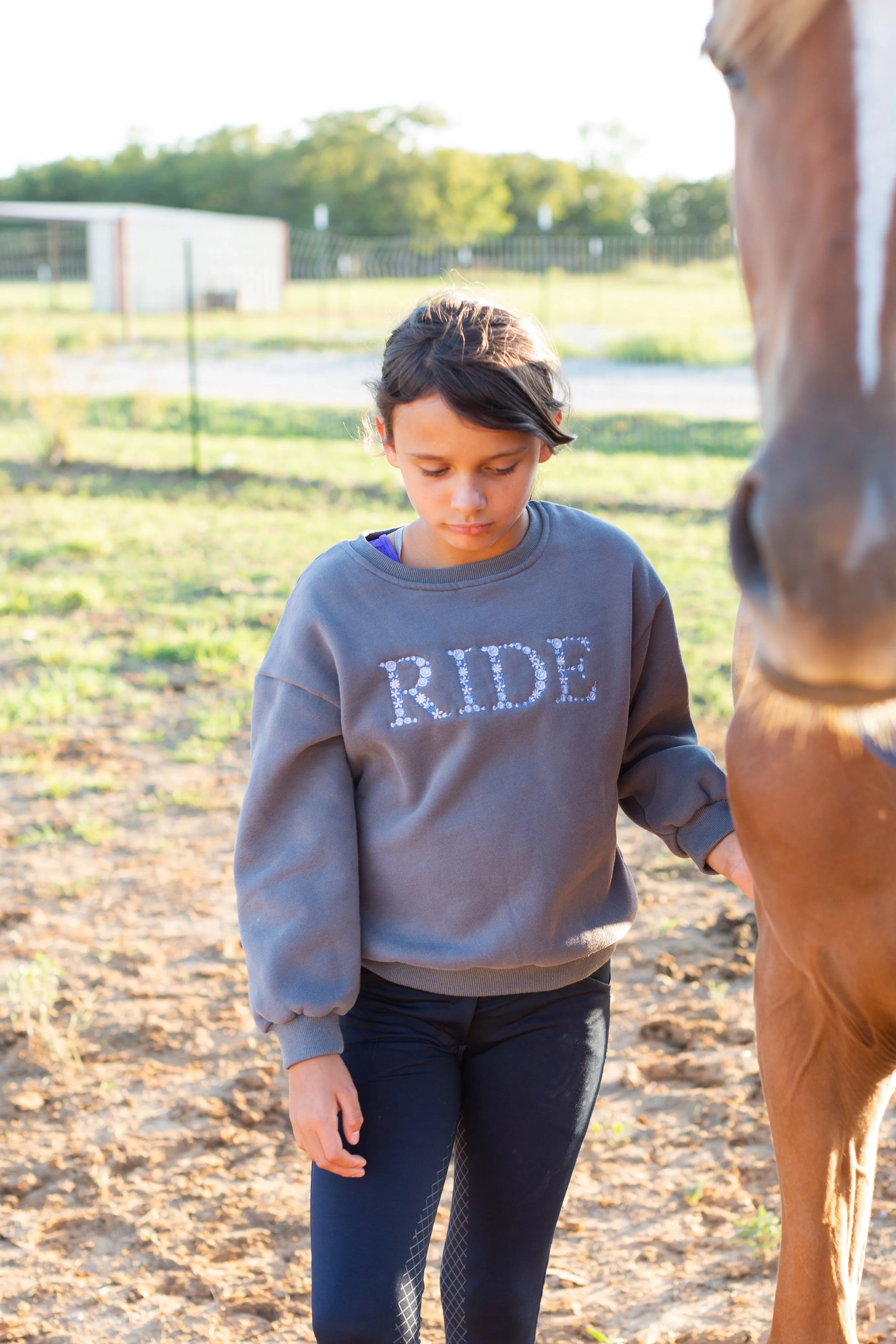 Ellany Grey "RIDE" Sweatshirt - Blue Ombre