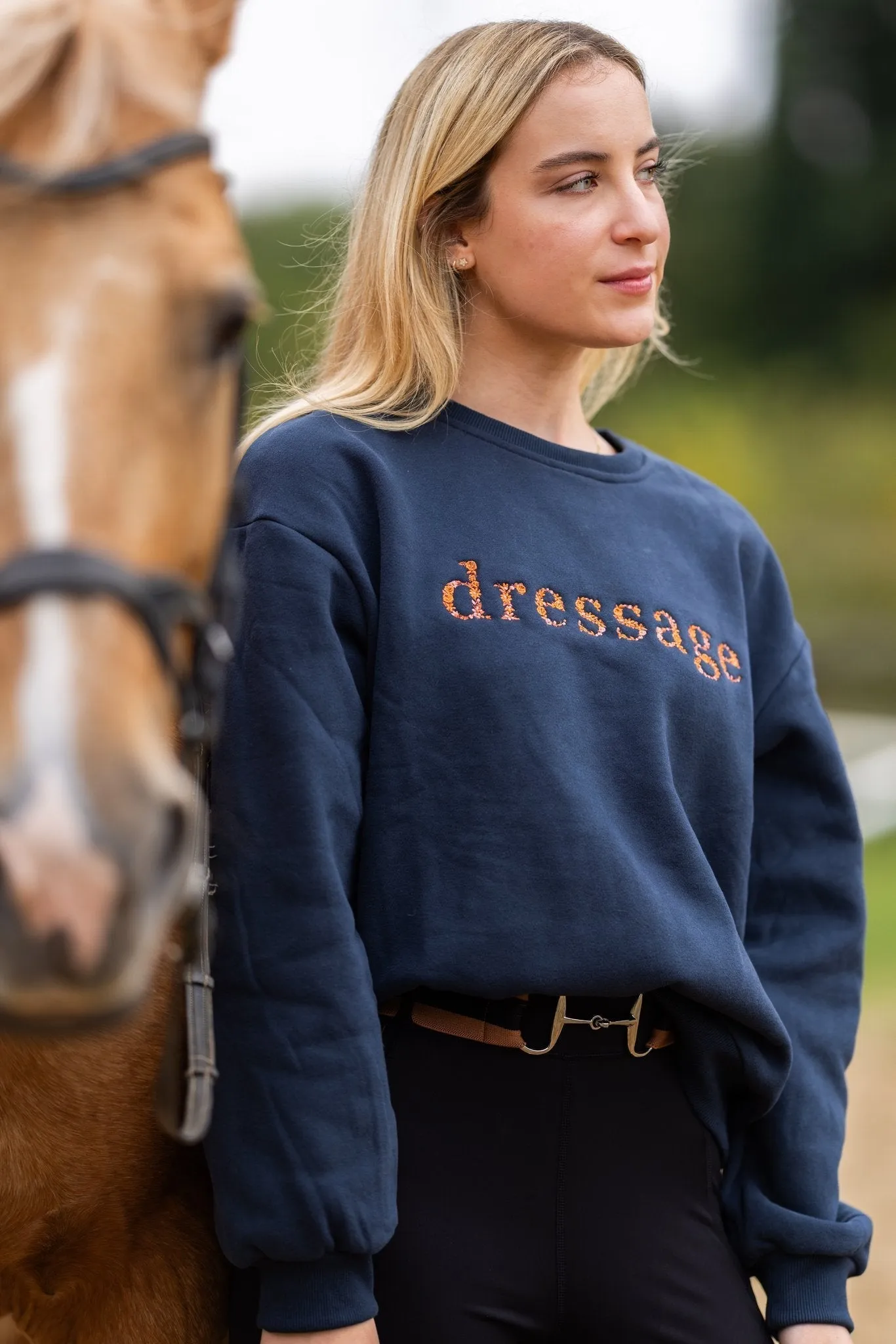 Ellany Navy "DRESSAGE" Sweatshirt - Rust