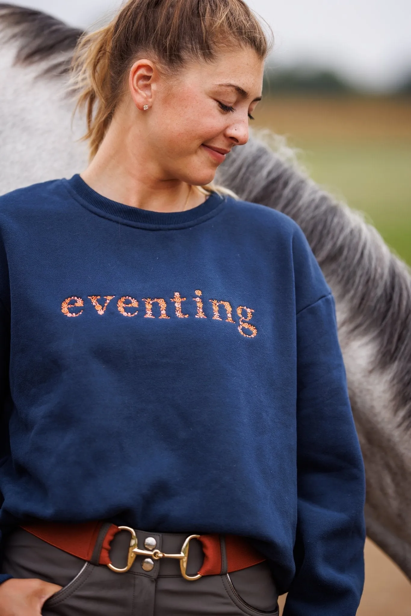 Ellany Navy "EVENTING" Sweatshirt - Rust