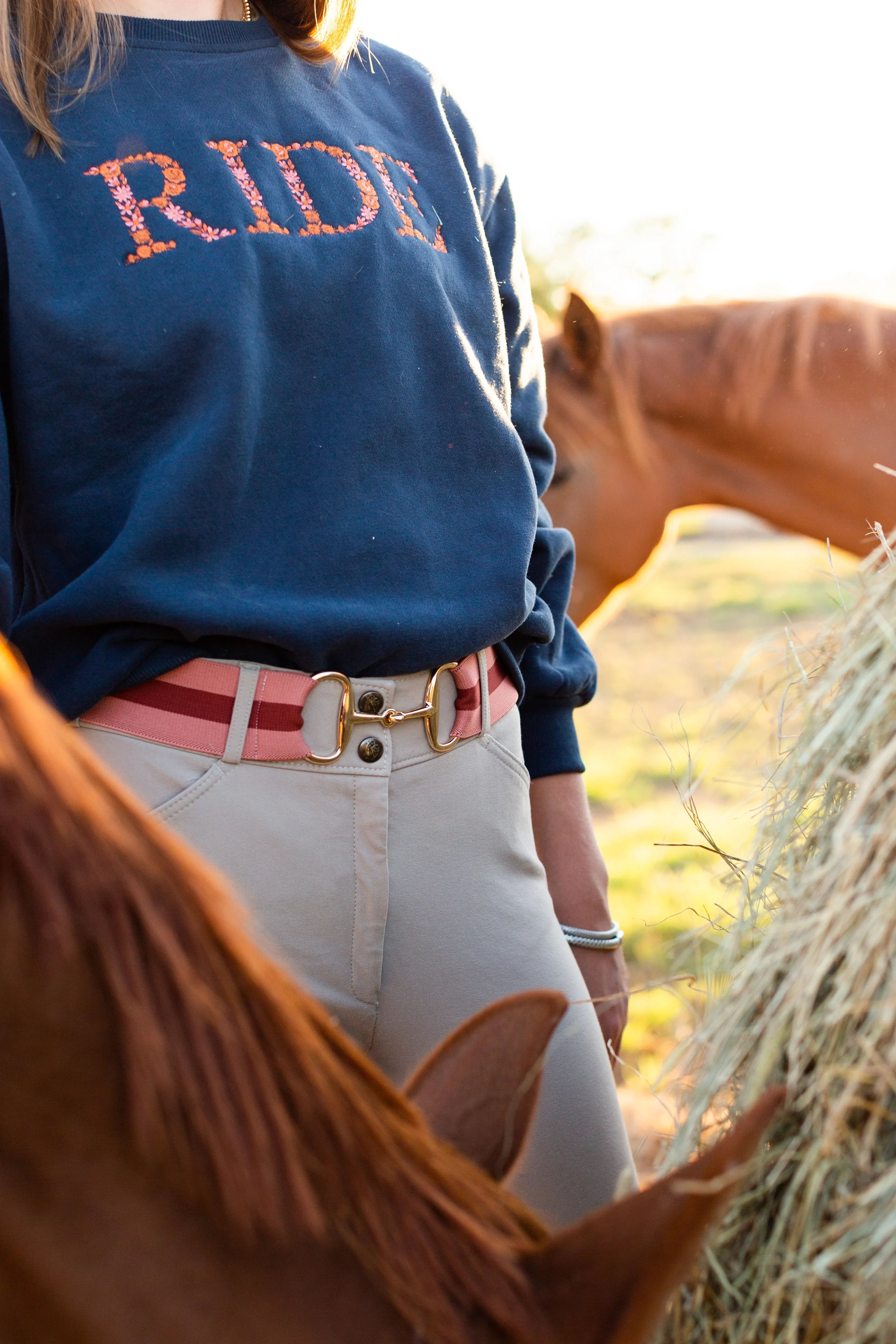 Ellany Navy "RIDE" Sweatshirt - Rust