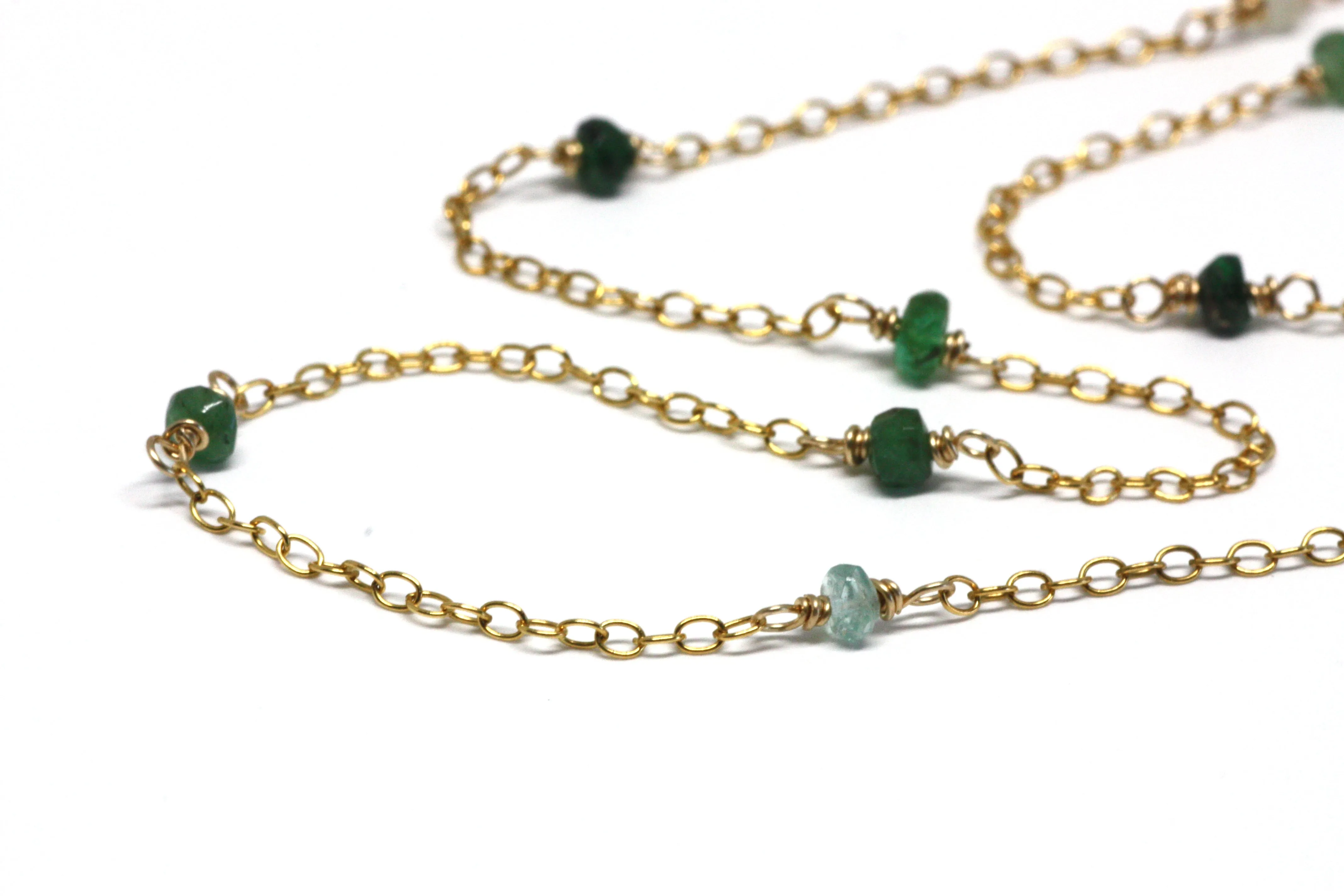 Emerald Wire Wrapped Layering Necklace