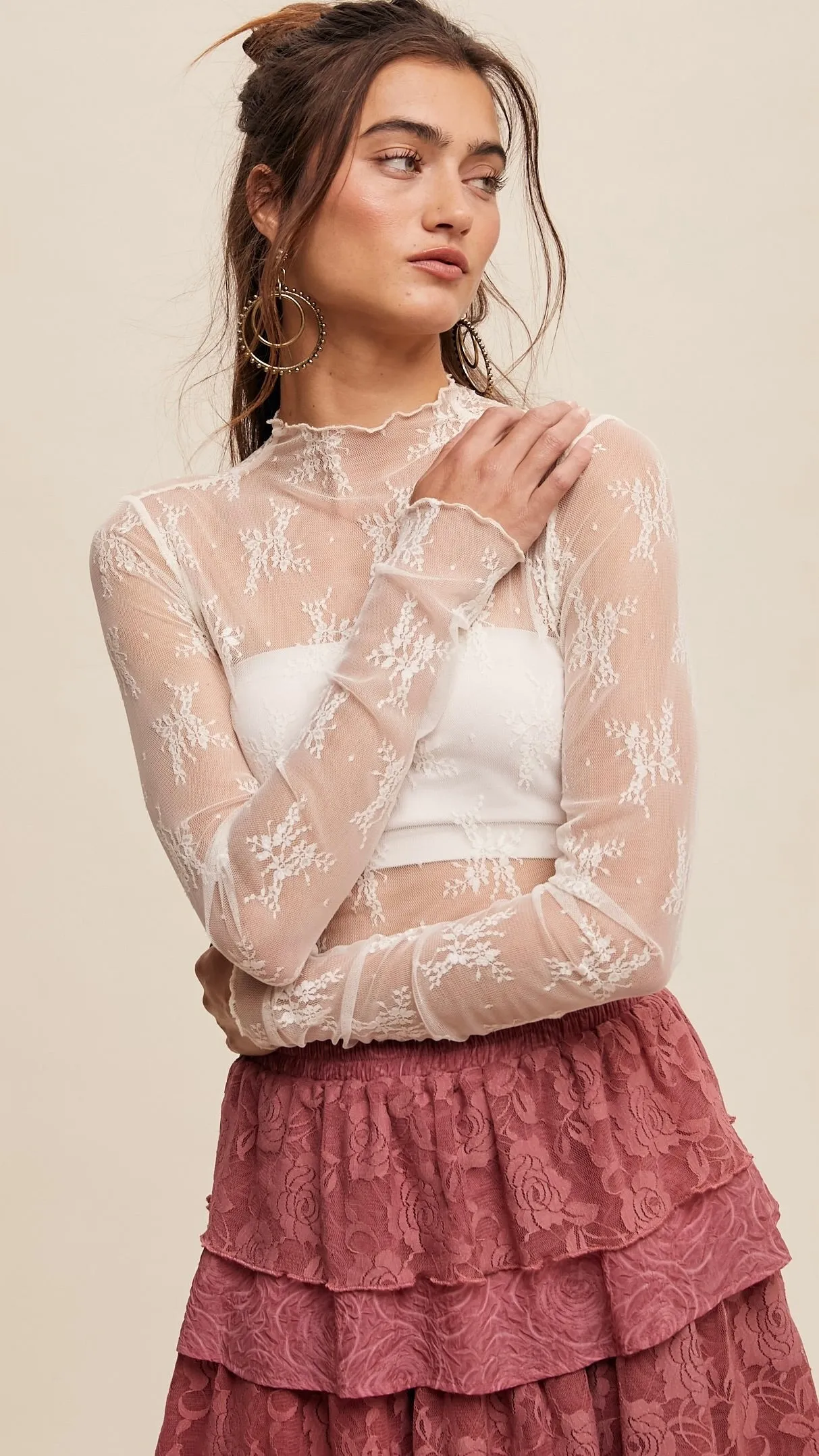Emma Lace Layering top white