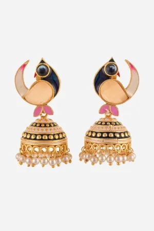 Enameled Peacock Motif Jhumki