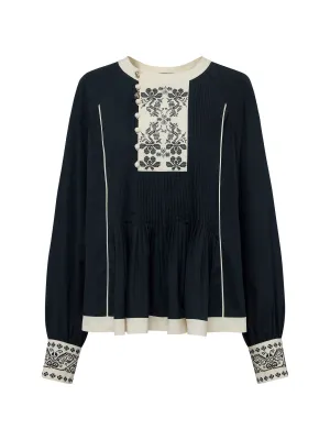 EP YAYING Chinese-style Embroidered Shirt