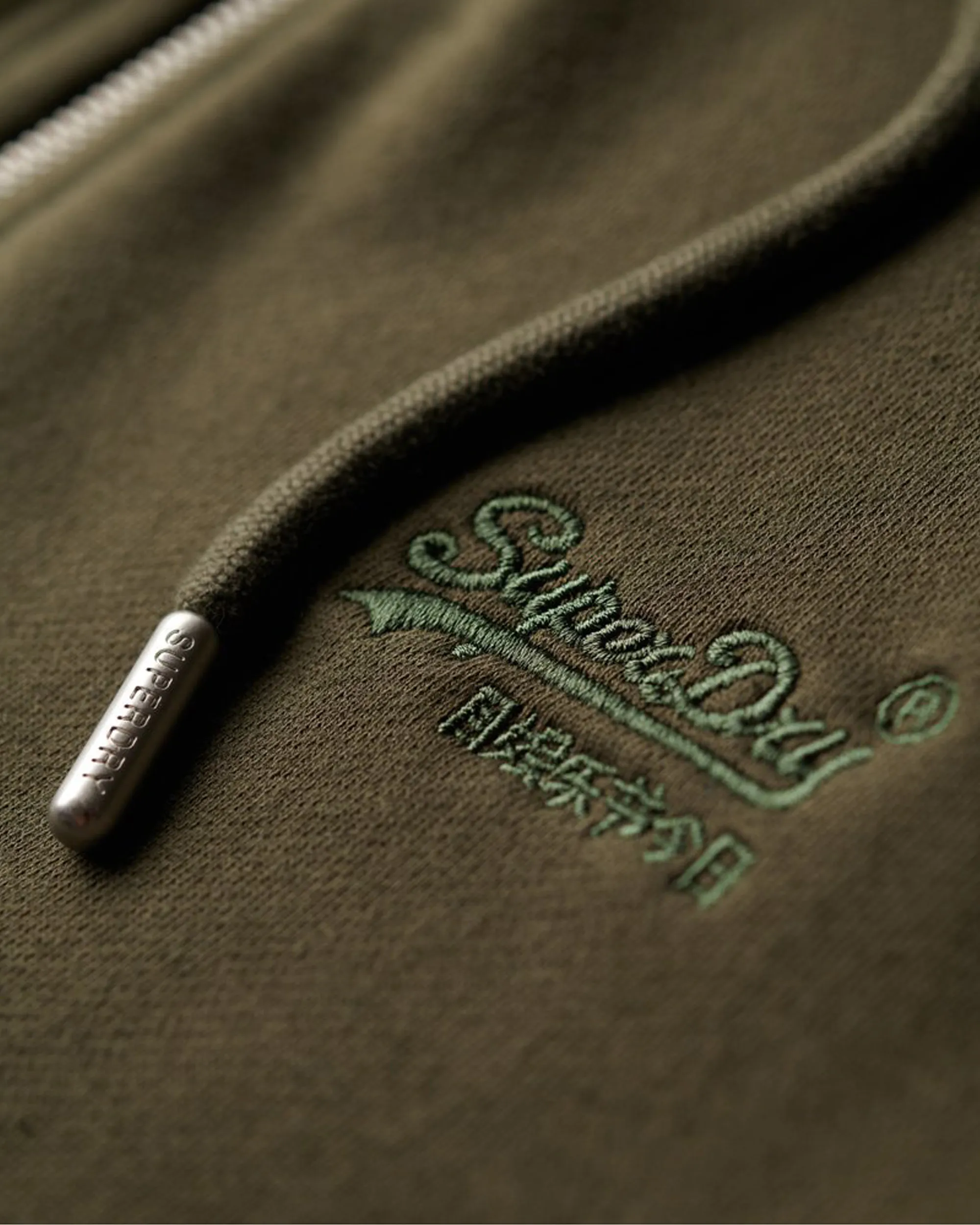 Essential Logo Zip Hoodie in Army Khaki