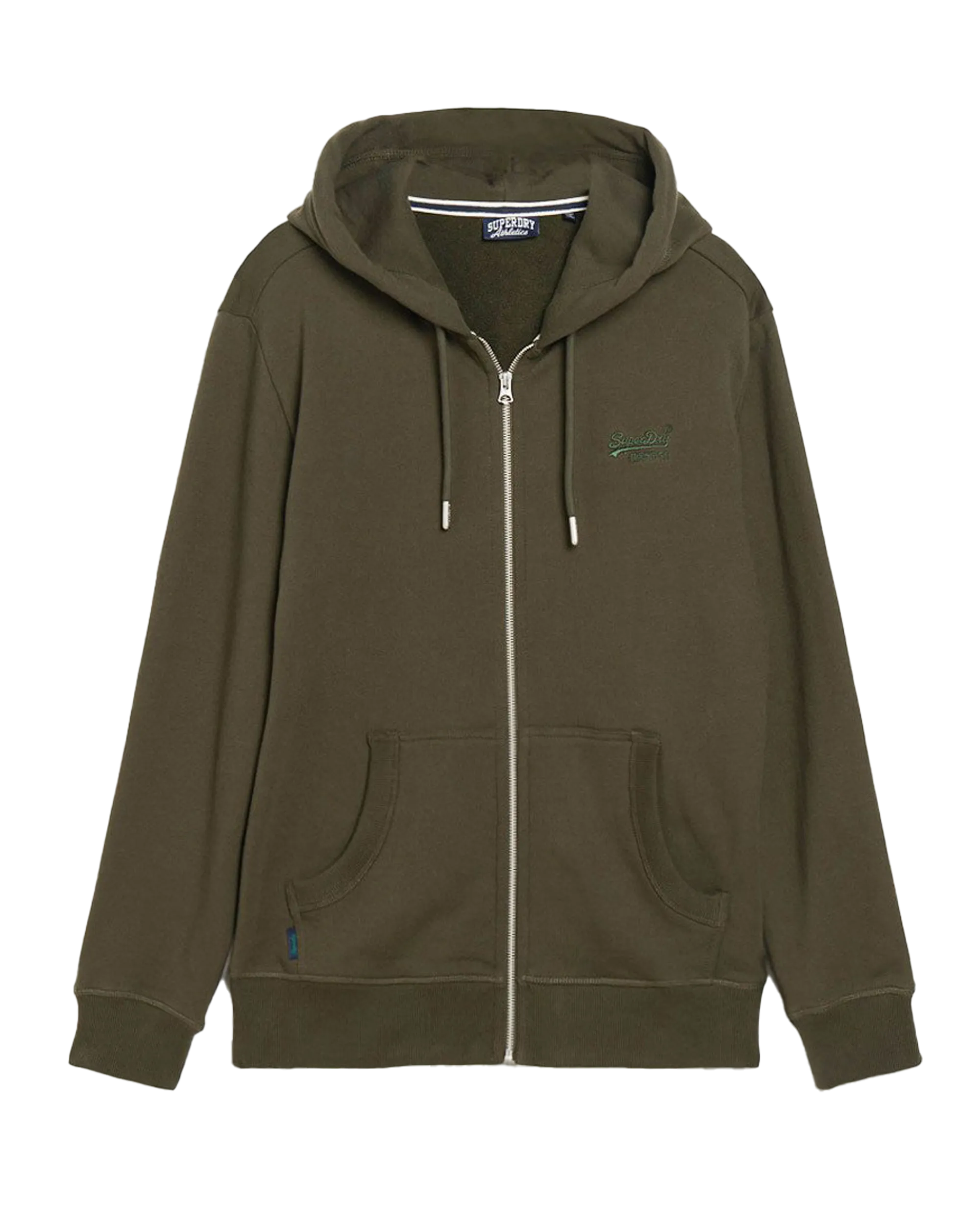 Essential Logo Zip Hoodie in Army Khaki