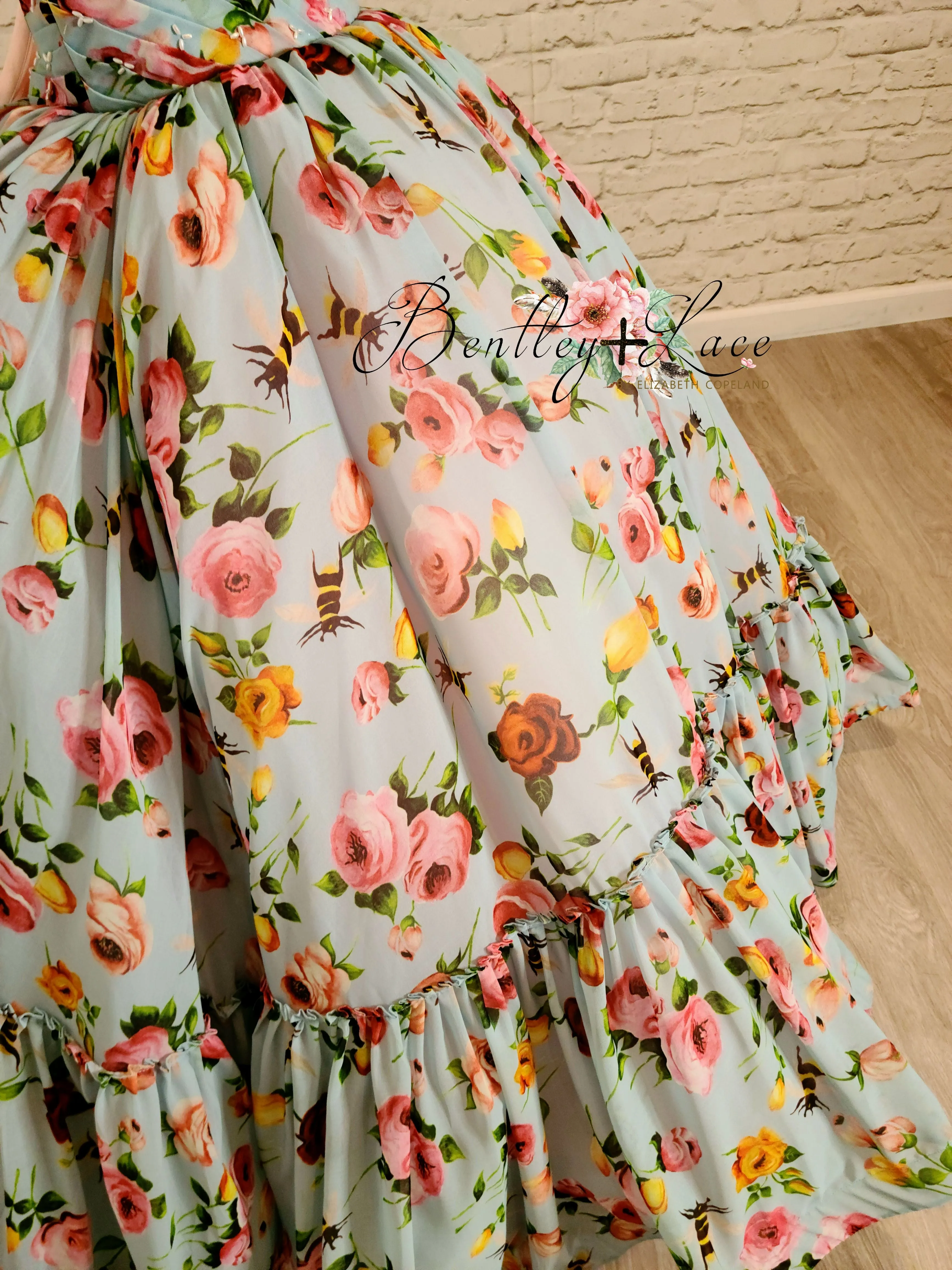 Euc "Margot" -  Floor Length Floral Chiffon Gown ( 6 Year - Petite 7 Year)