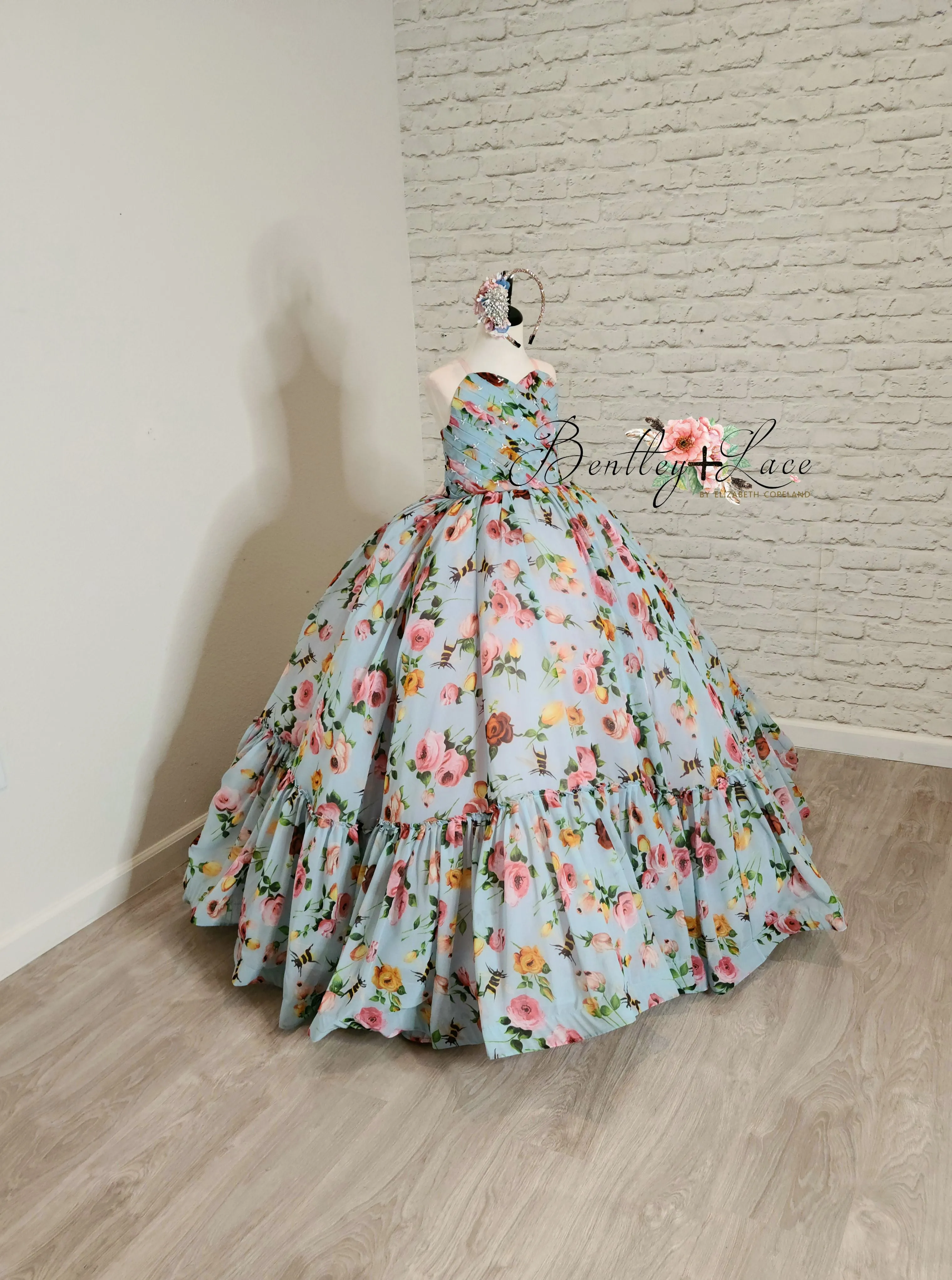 Euc "Margot" -  Floor Length Floral Chiffon Gown ( 6 Year - Petite 7 Year)