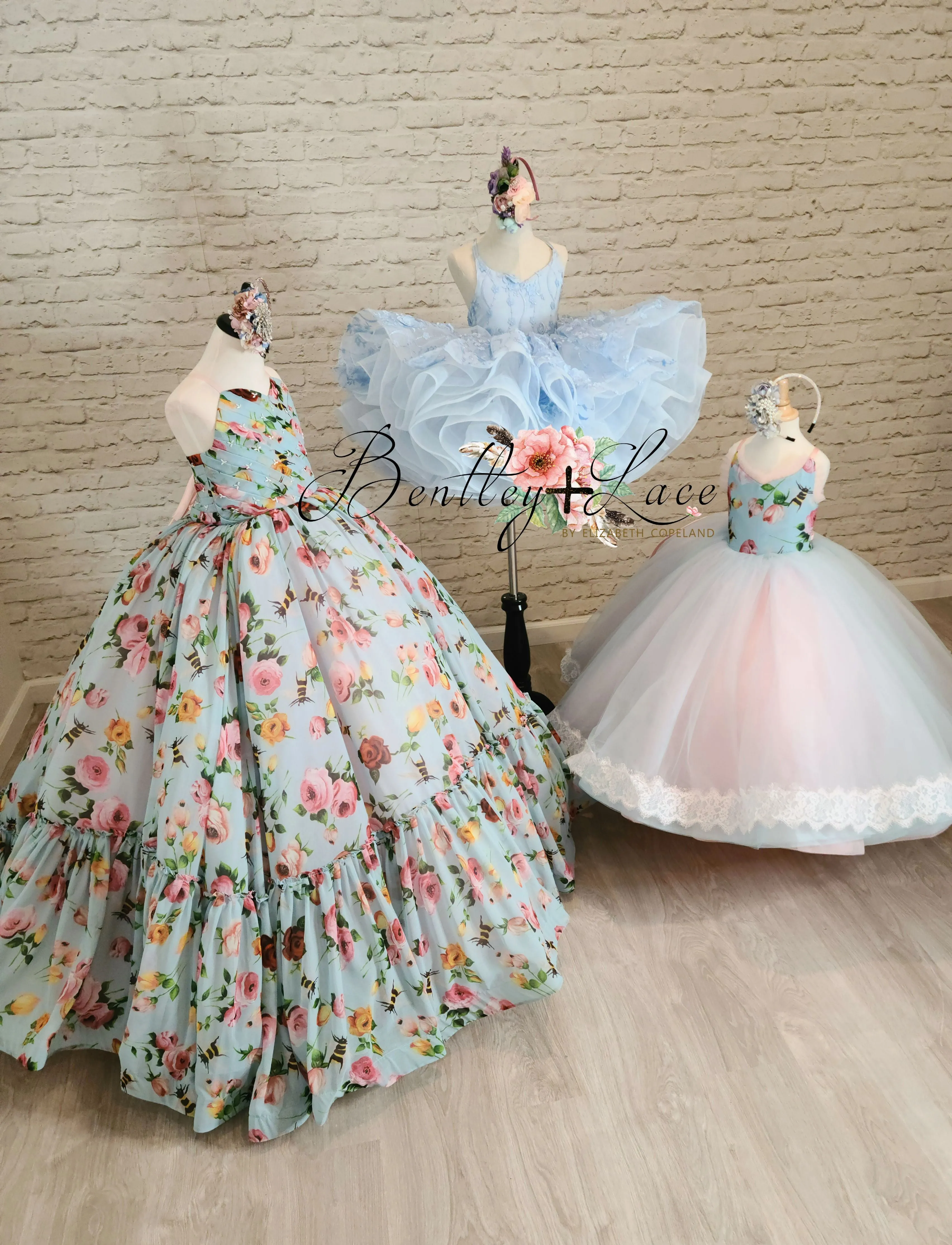 Euc "Margot" -  Floor Length Floral Chiffon Gown ( 6 Year - Petite 7 Year)