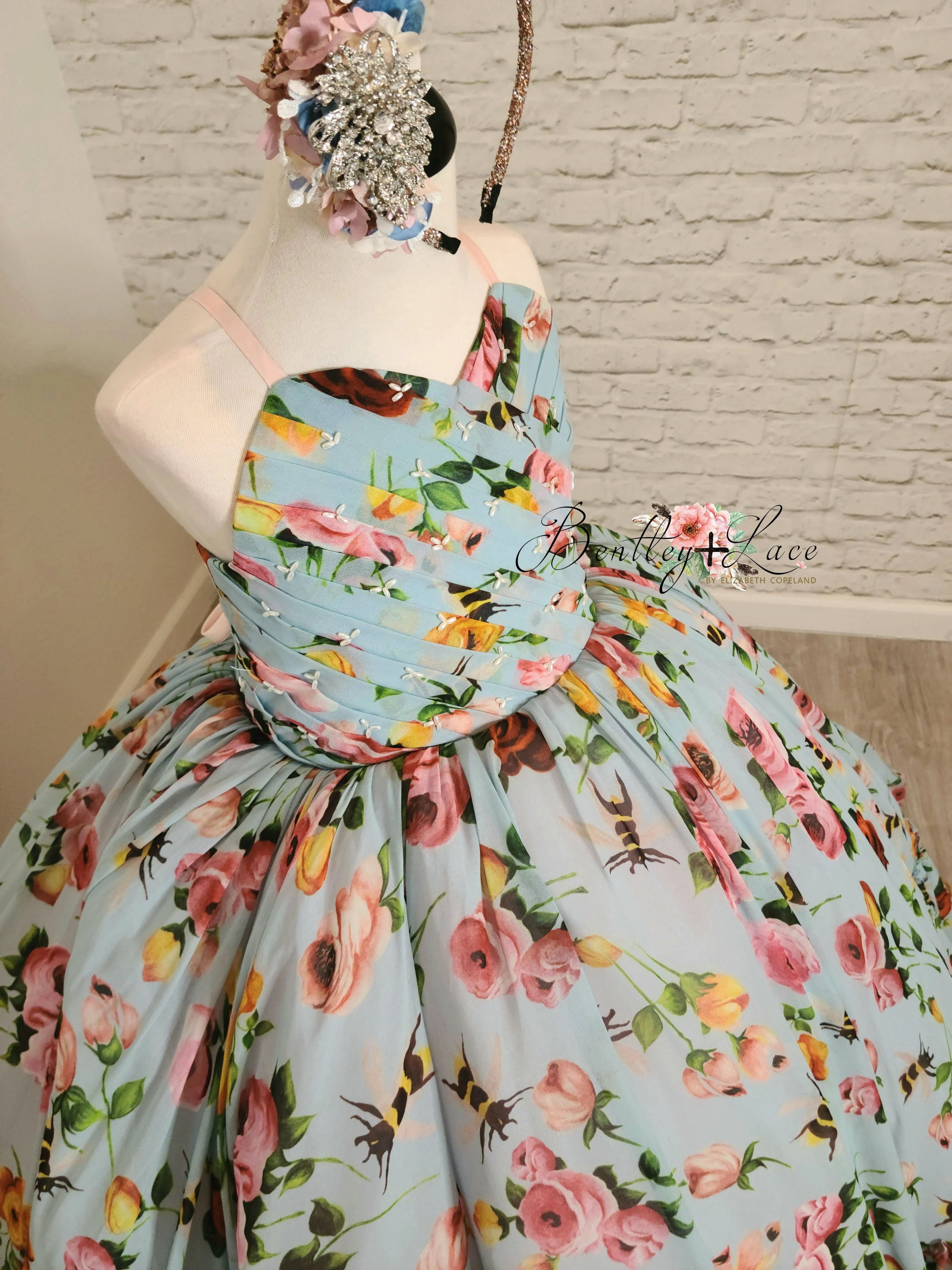 Euc "Margot" -  Floor Length Floral Chiffon Gown ( 6 Year - Petite 7 Year)