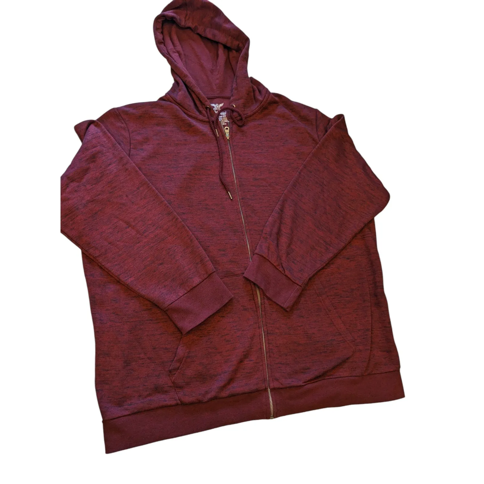 Faded Glory Hoodie Mens 2XL 50-52 Full Zip Maroon Fall Kangaroo Pockets Layering