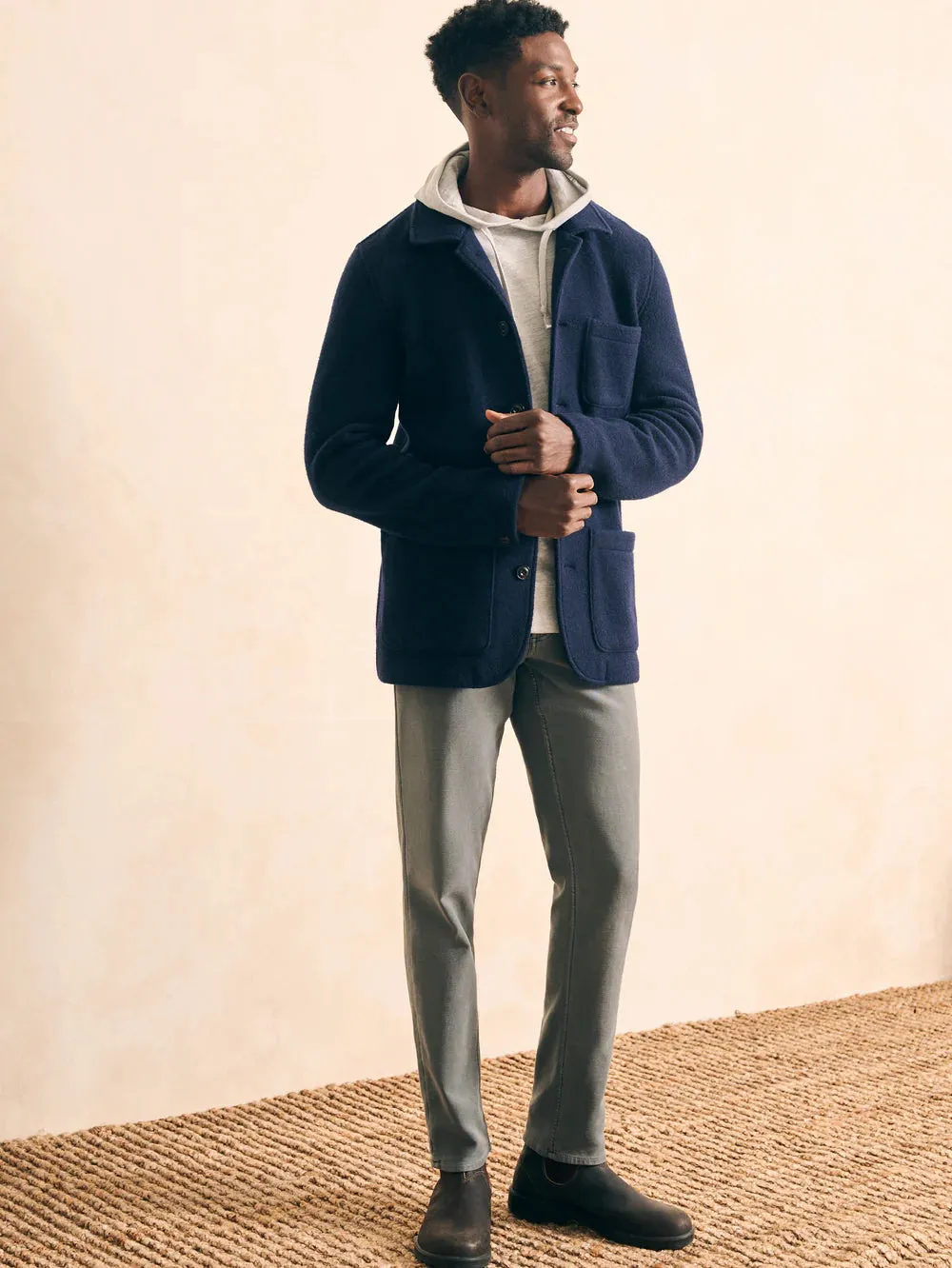 Faherty Wool Chore Jacket in Navy