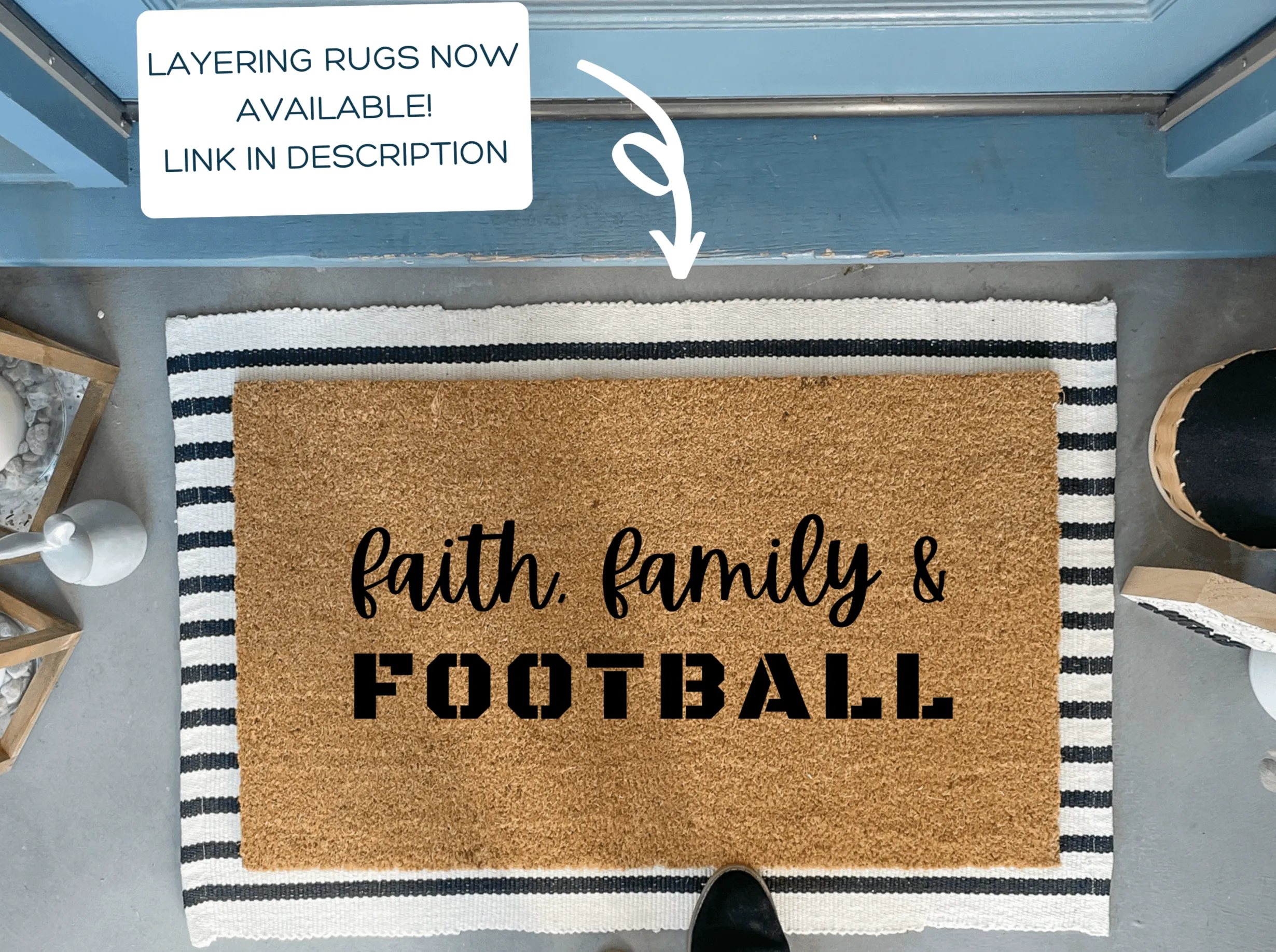 Faith Family Football Door Mat