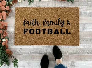 Faith Family Football Door Mat