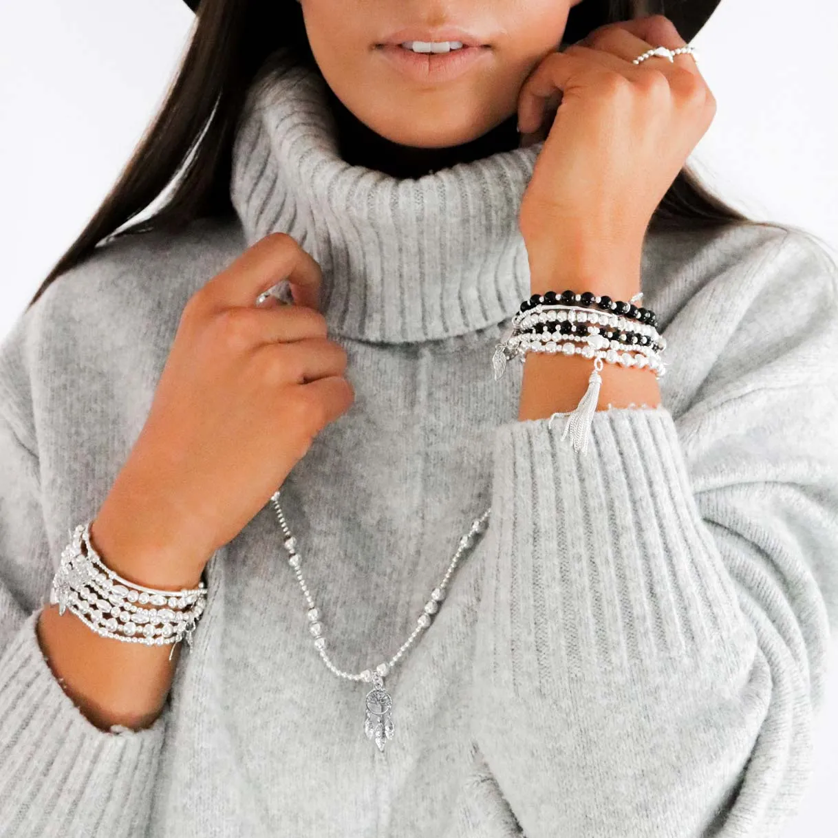 Family Tree Sterling Silver Stacking Bracelet