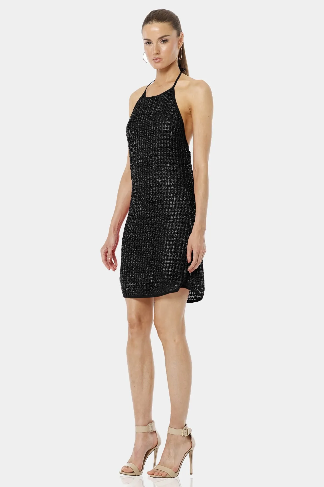 Fascinating Black Halter Neck Dress