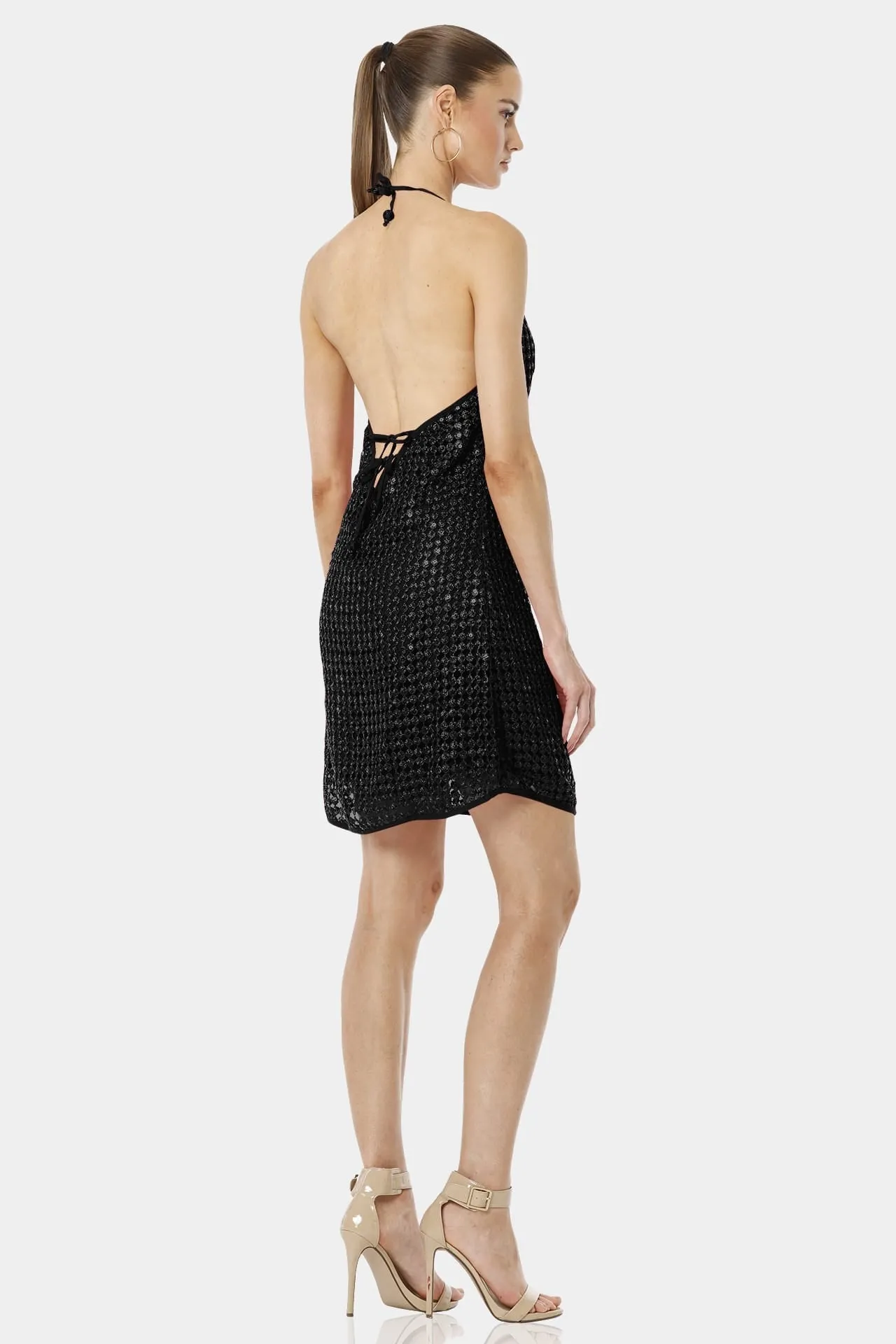 Fascinating Black Halter Neck Dress