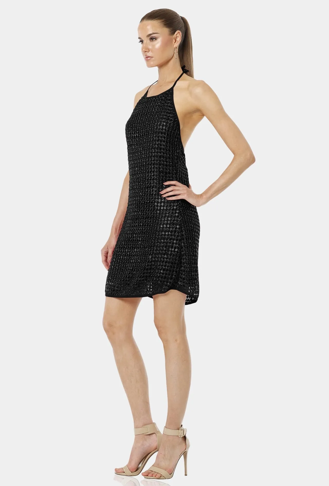 Fascinating Black Halter Neck Dress