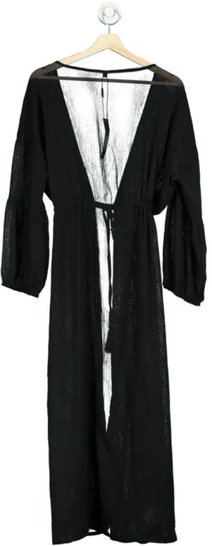 Fashion Nova Black Summer of Love Sheer Swim Cover Up Kimono UK S